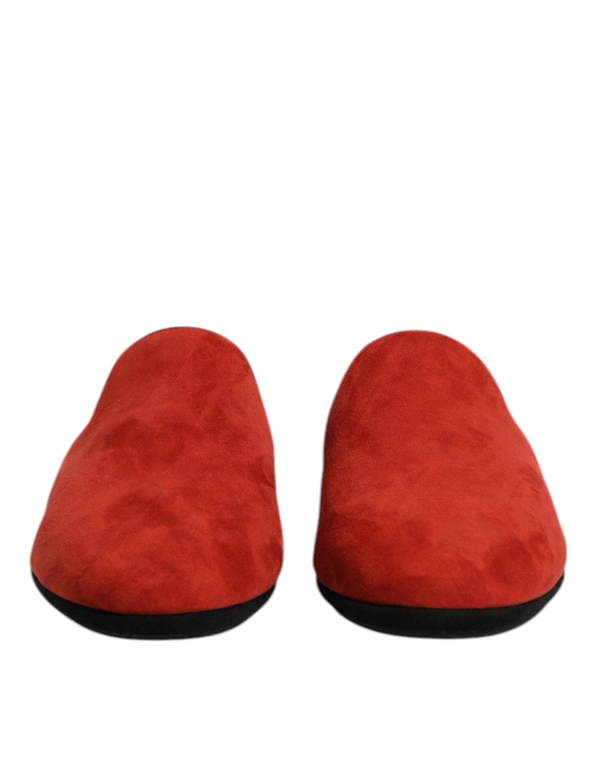 Dolce & Gabbana Orange Suede Slides Flat Slipper Shoes - ACCEXO