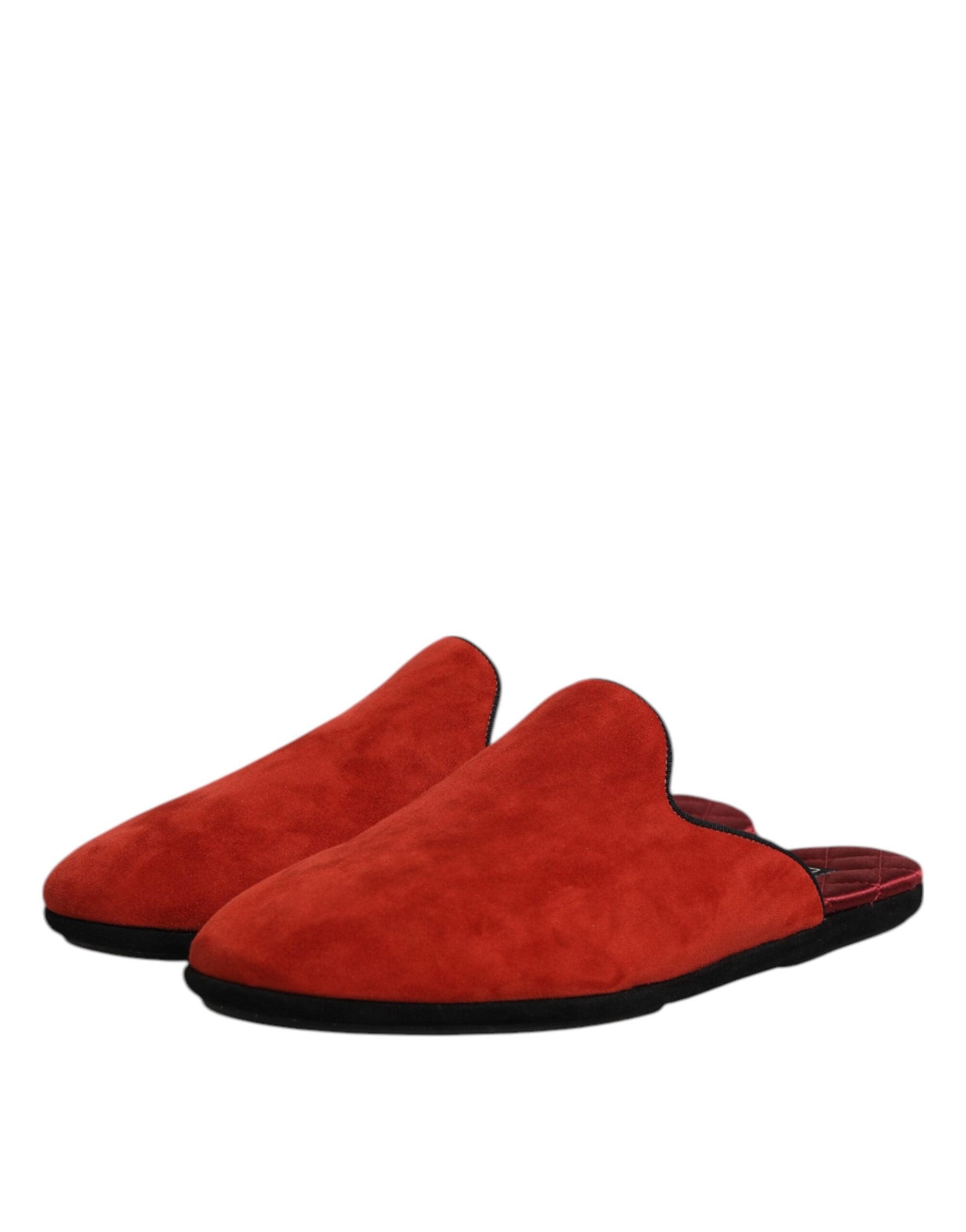 Dolce & Gabbana Orange Suede Slides Flat Slipper Shoes - ACCEXO