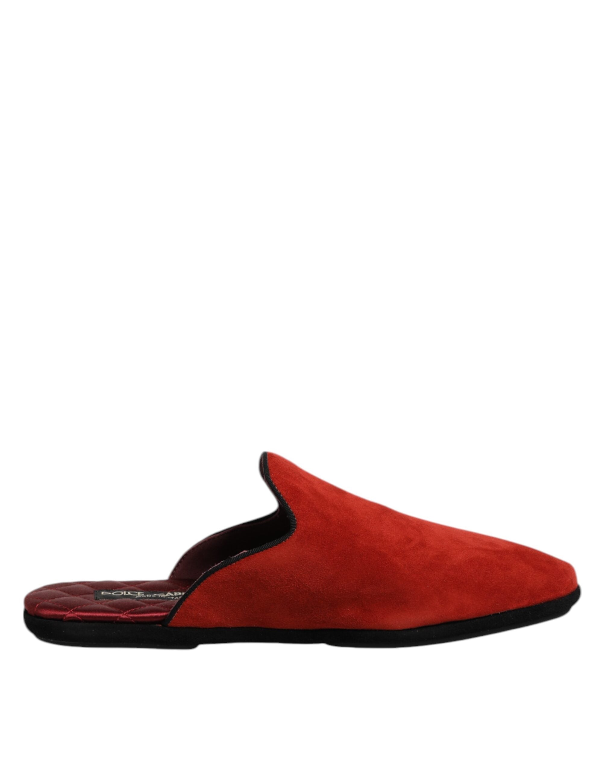 Dolce & Gabbana Orange Suede Slides Flat Slipper Shoes - ACCEXO