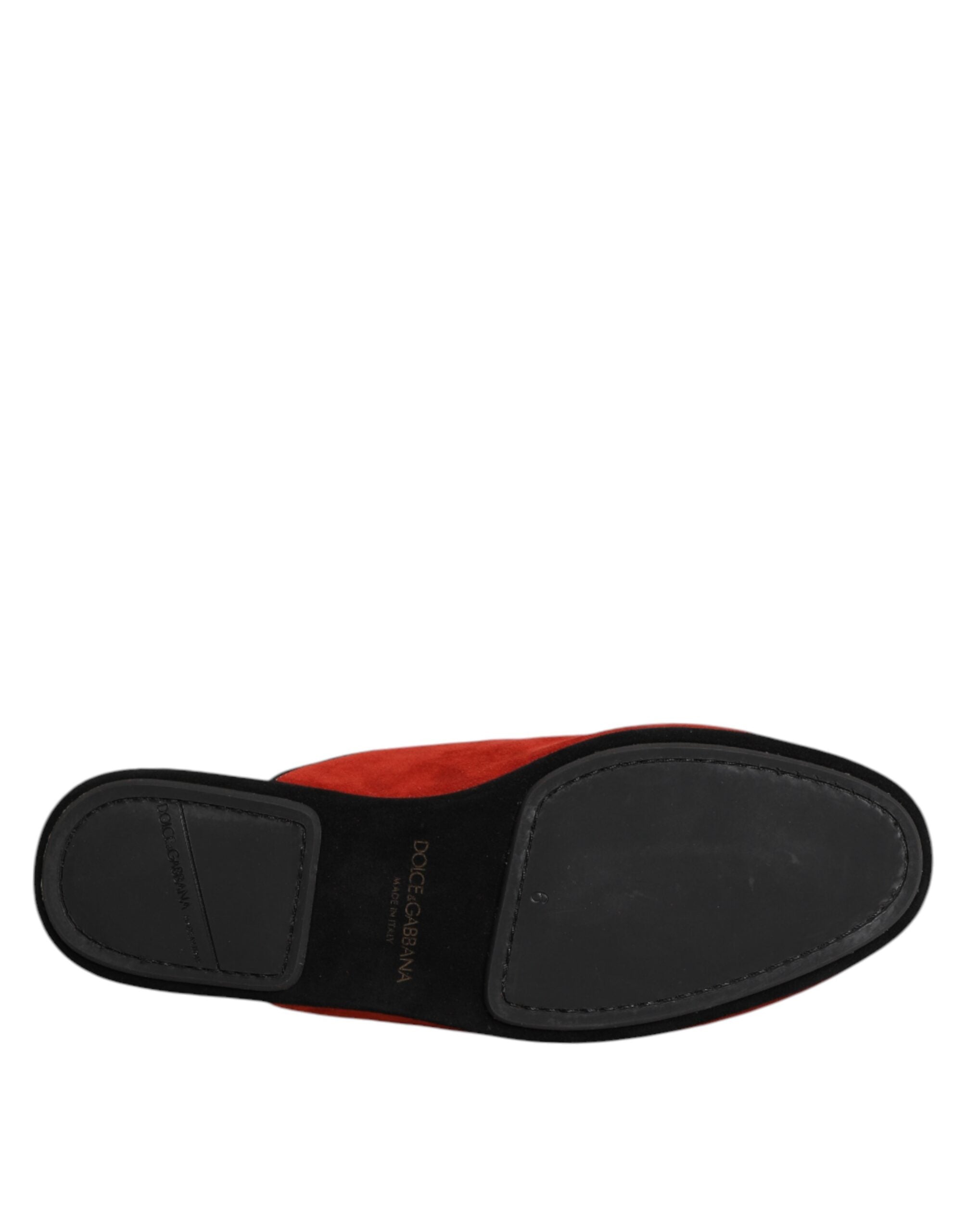 Dolce & Gabbana Orange Suede Slides Flat Slipper Shoes - ACCEXO