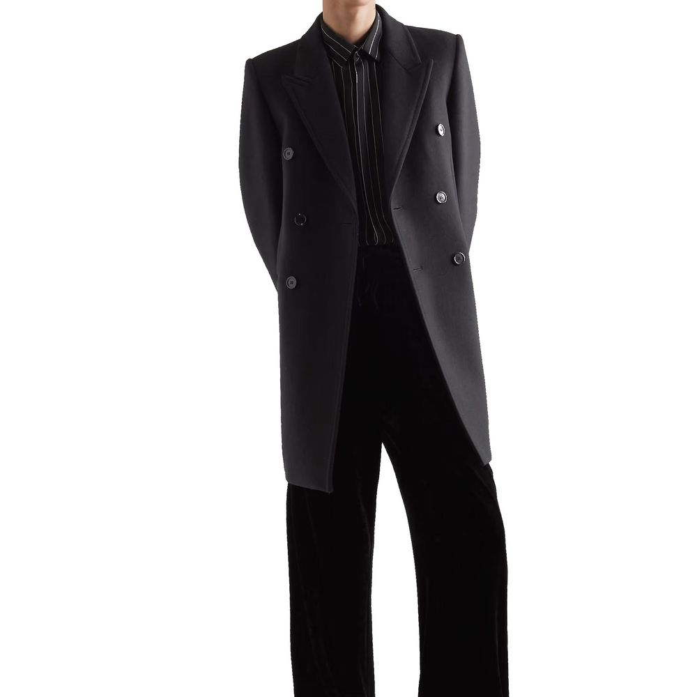 Saint Laurent Double-Breasted Wool Coat - ACCEXO