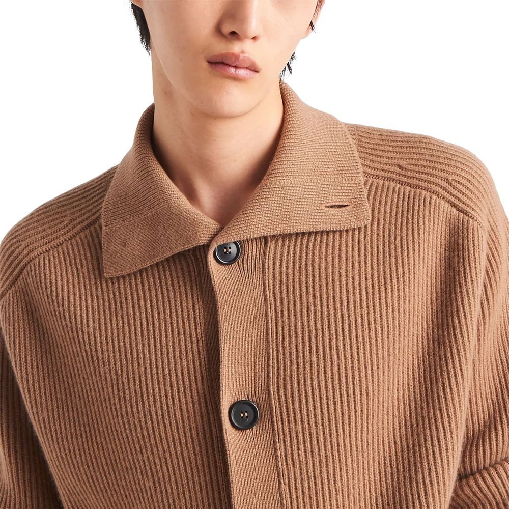 Prada Ribbed Knit Cashmere Cardigan - ACCEXO
