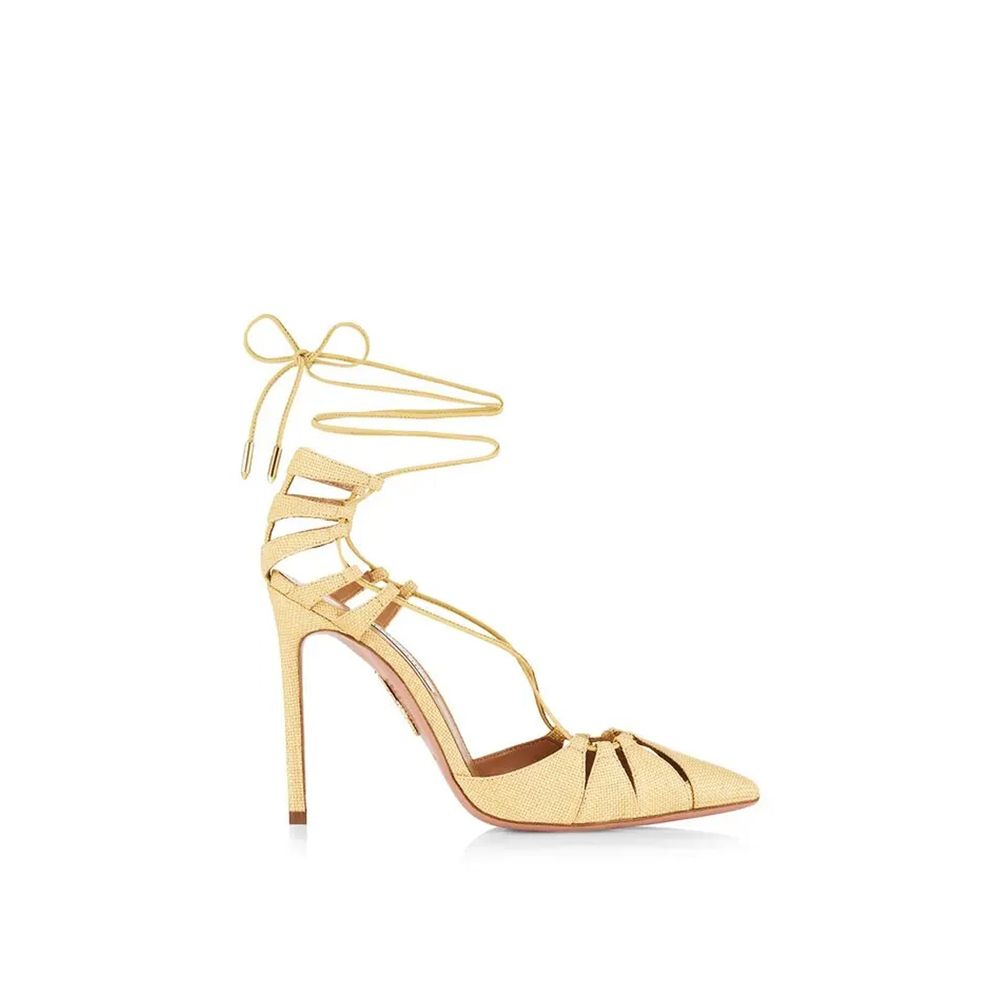 Aquazzura Aquazzurra Bellissima Woven Raffia Stiletto Sandals - ACCEXO