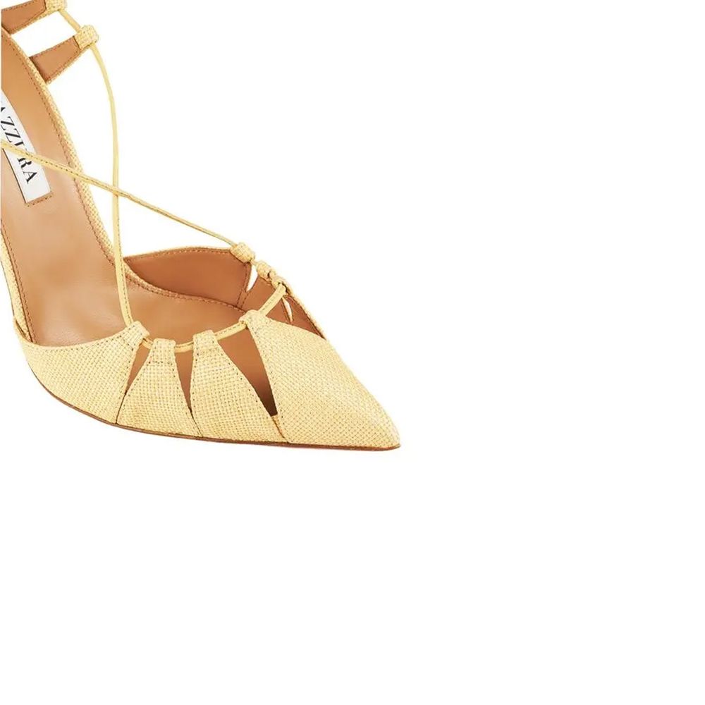 Aquazzura Aquazzurra Bellissima Woven Raffia Stiletto Sandals - ACCEXO