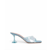 Amina Muaddi Lupita Glass Pvc Denim Mules - ACCEXO