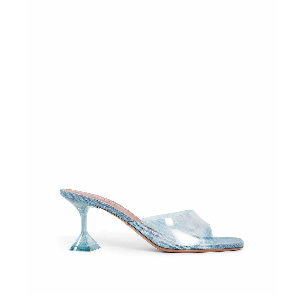 Amina Muaddi Lupita Glass Pvc Denim Mules - ACCEXO