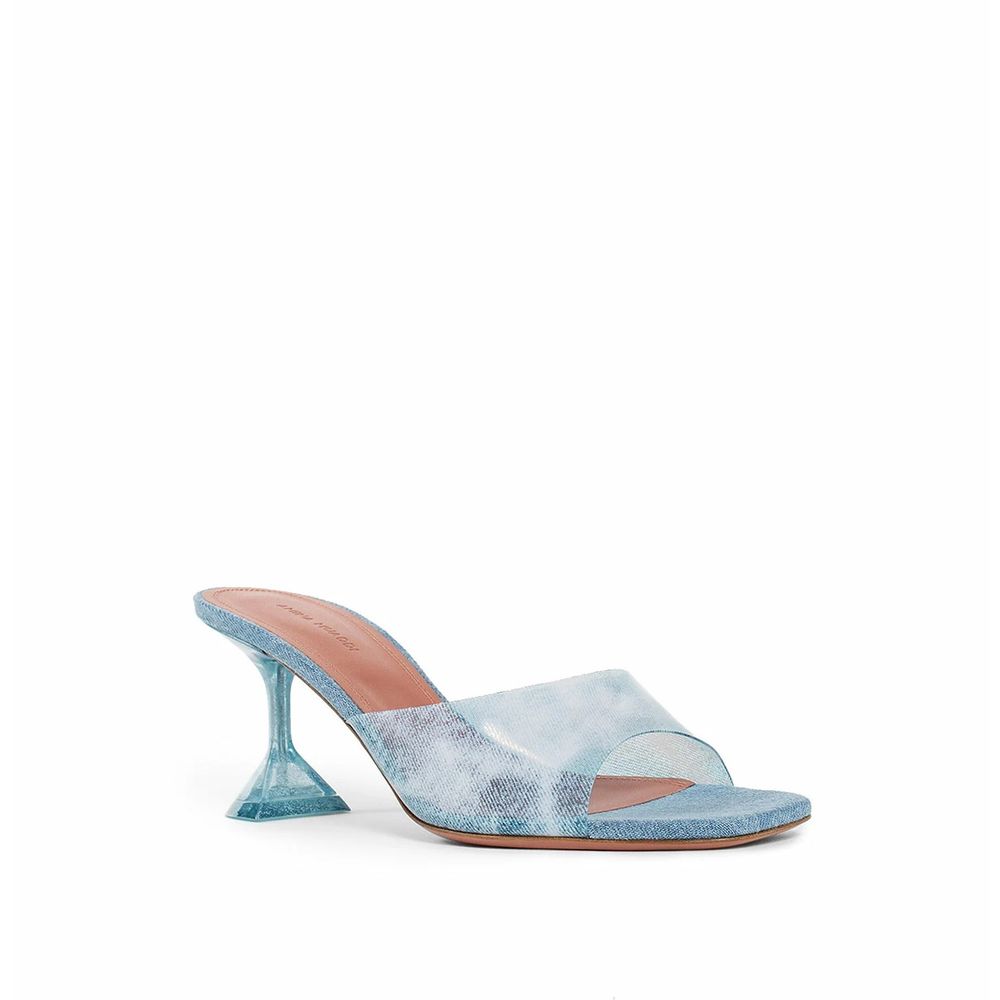 Amina Muaddi Lupita Glass Pvc Denim Mules - ACCEXO