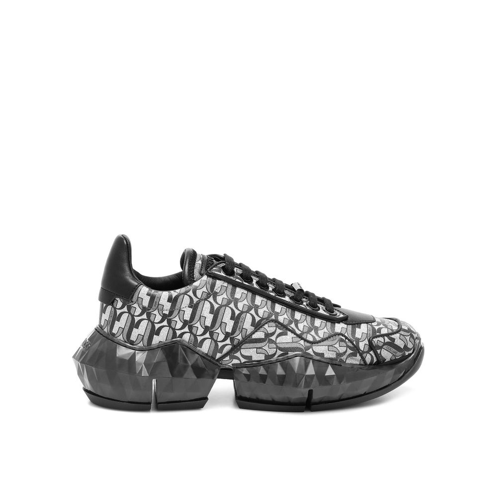 Jimmy Choo Diamond JC Monogram Glitter Leather Sneakers - ACCEXO