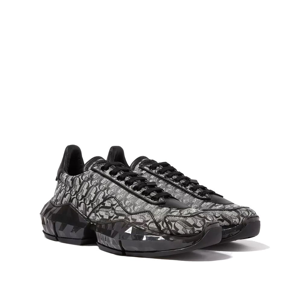 Jimmy Choo Diamond JC Monogram Glitter Leather Sneakers - ACCEXO