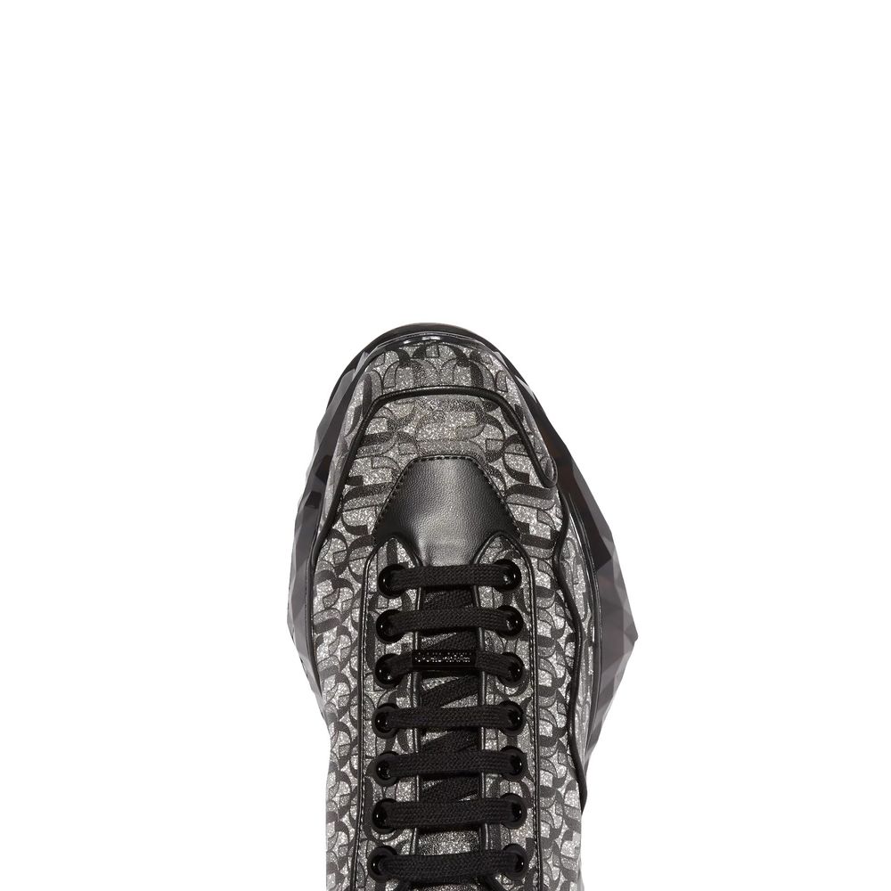 Jimmy Choo Diamond JC Monogram Glitter Leather Sneakers - ACCEXO