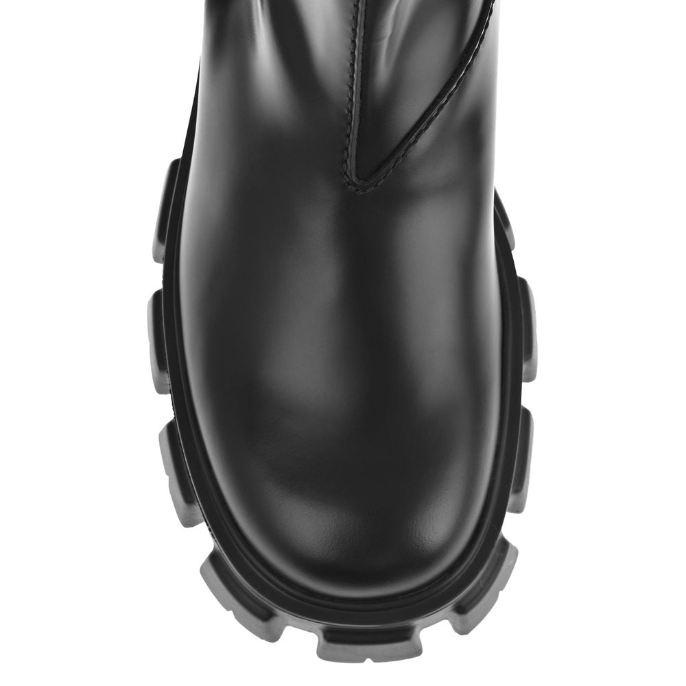 Prada Monolith Leather Ankle Boots - ACCEXO