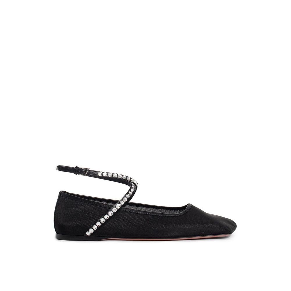 Amina Muaddi Mesh Crystal Ballerina Flats - ACCEXO