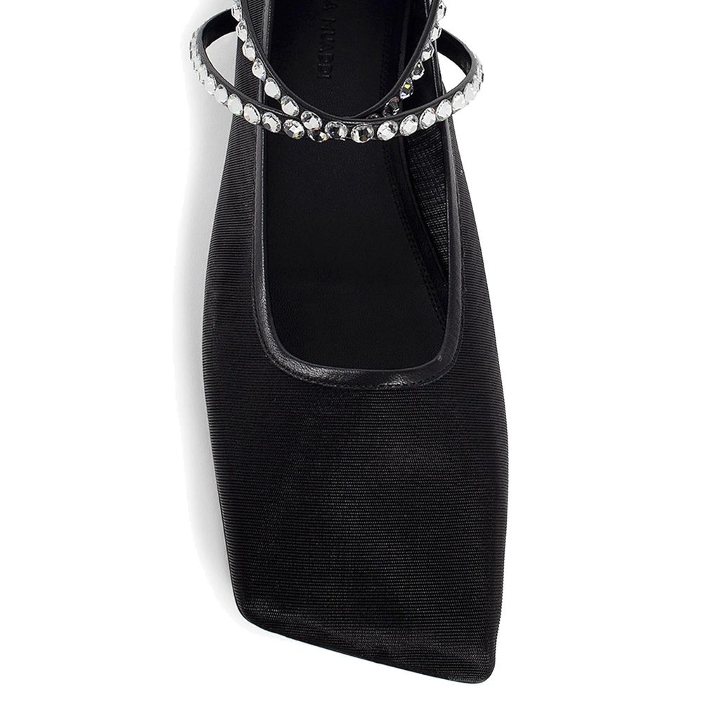 Amina Muaddi Mesh Crystal Ballerina Flats - ACCEXO