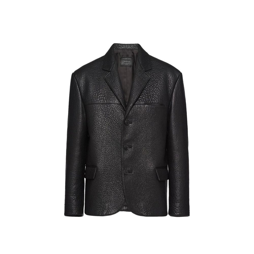 Prada Single-Breasted Leather Jacket - ACCEXO