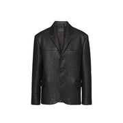 Prada Single-Breasted Leather Jacket - ACCEXO