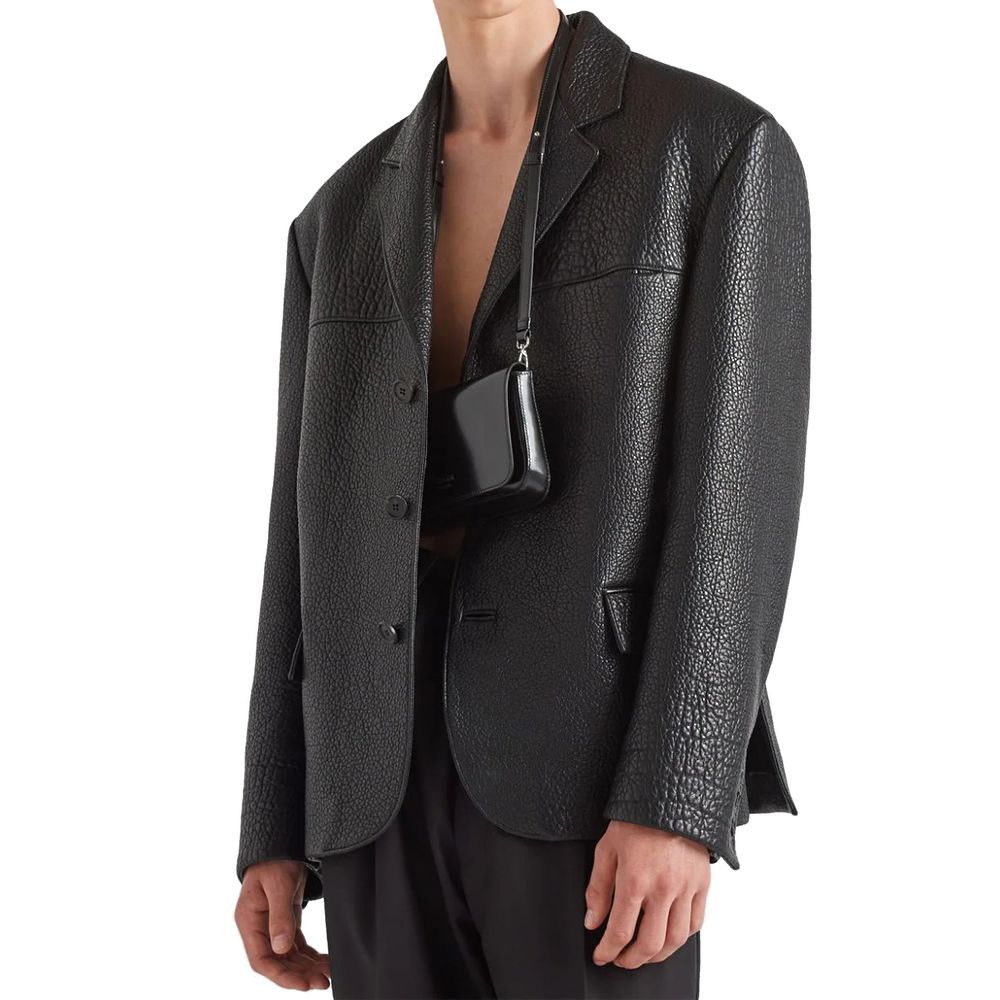 Prada Single-Breasted Leather Jacket - ACCEXO