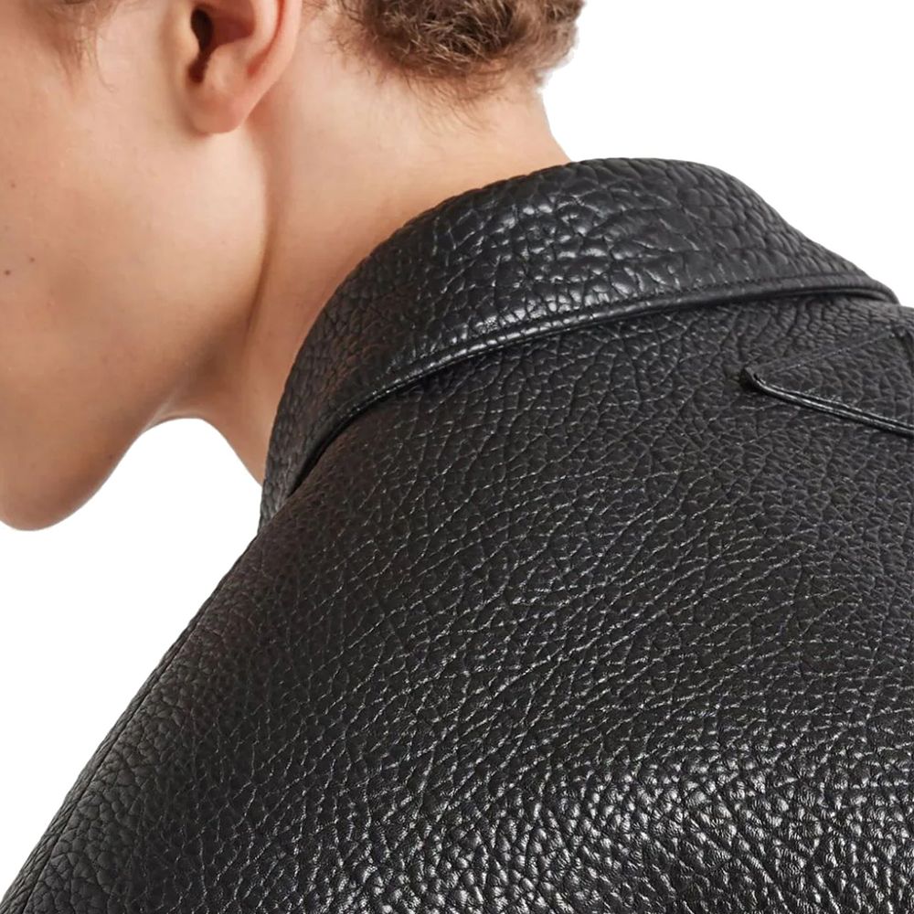 Prada Single-Breasted Leather Jacket - ACCEXO