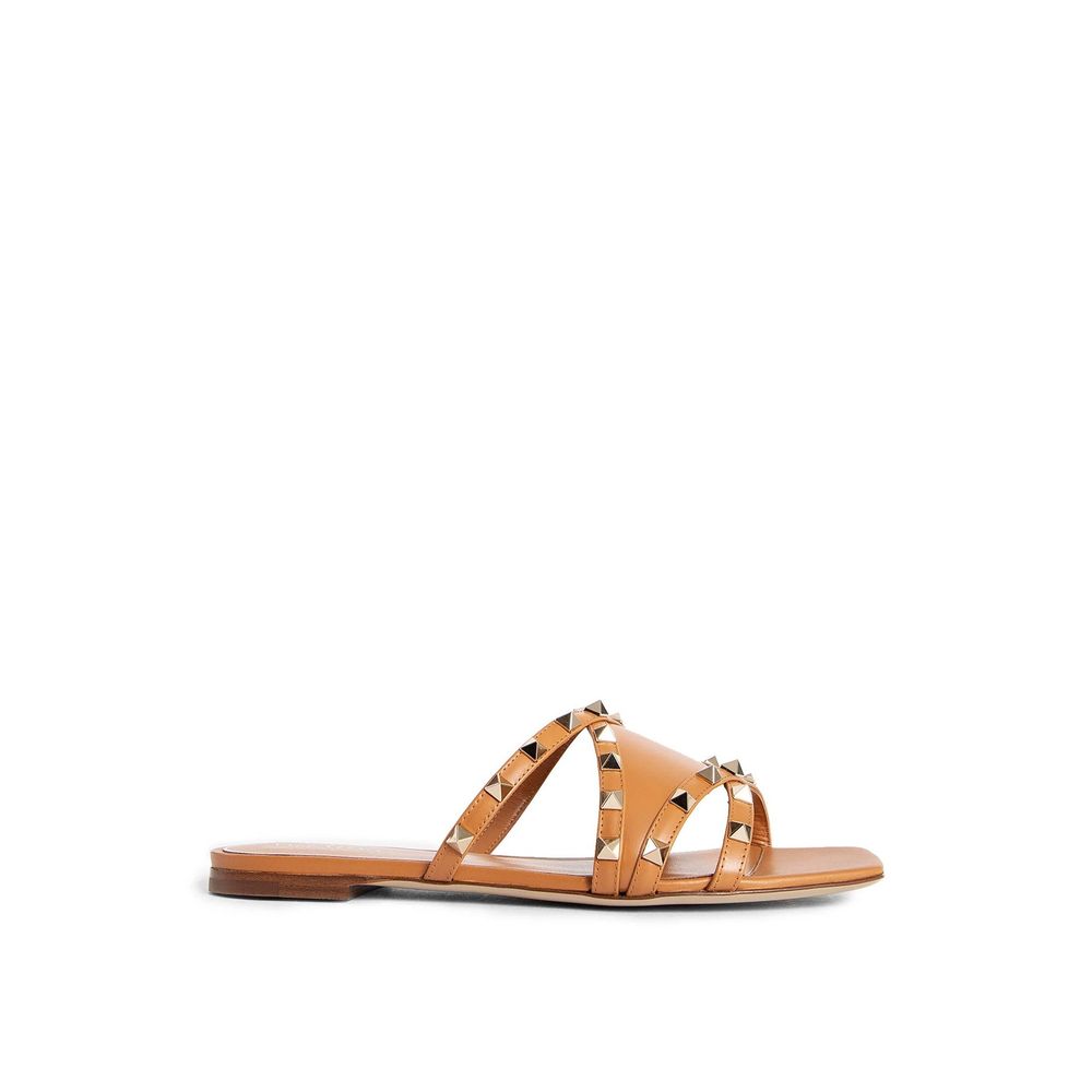 Valentino Garavani Rockstud Leather Flat Sandals - ACCEXO