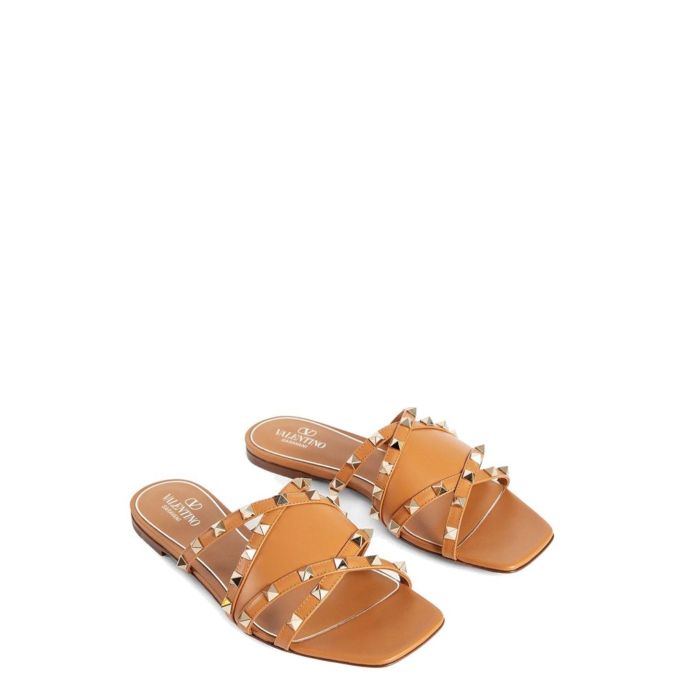 Valentino Garavani Rockstud Leather Flat Sandals - ACCEXO