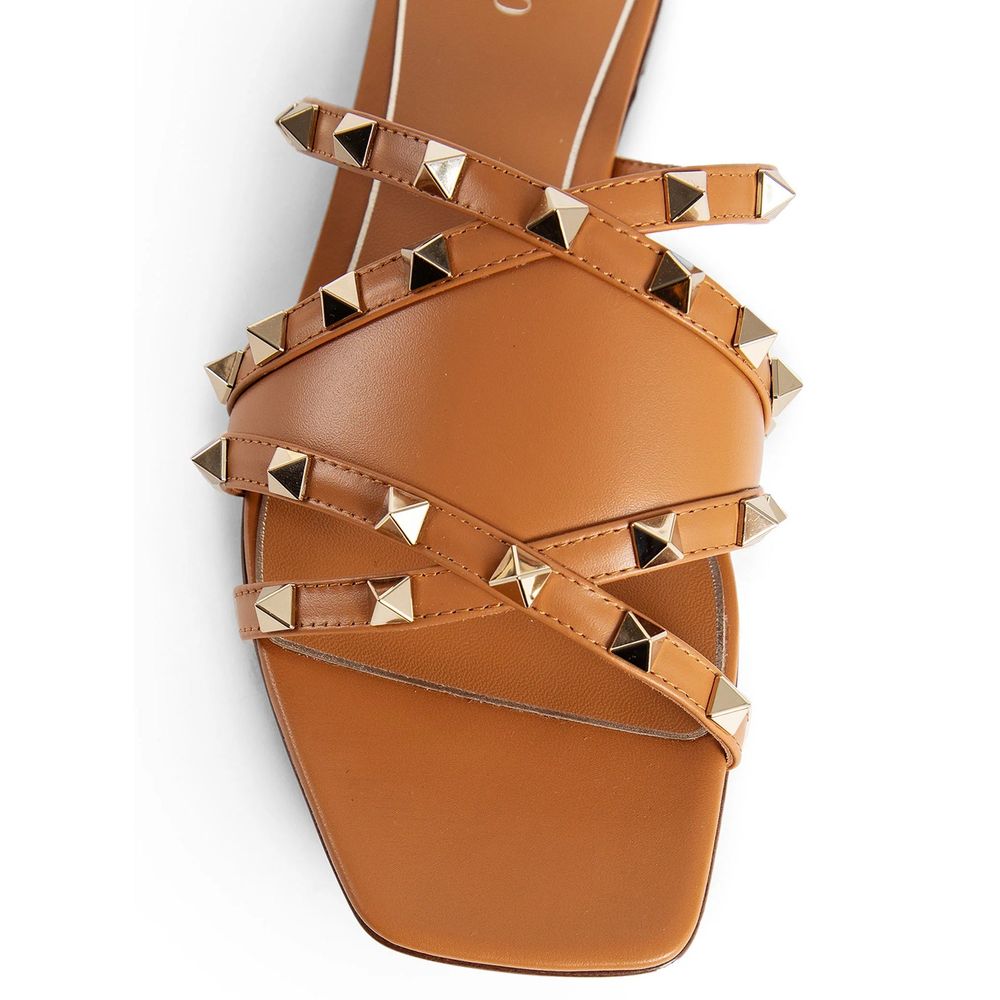 Valentino Garavani Rockstud Leather Flat Sandals - ACCEXO