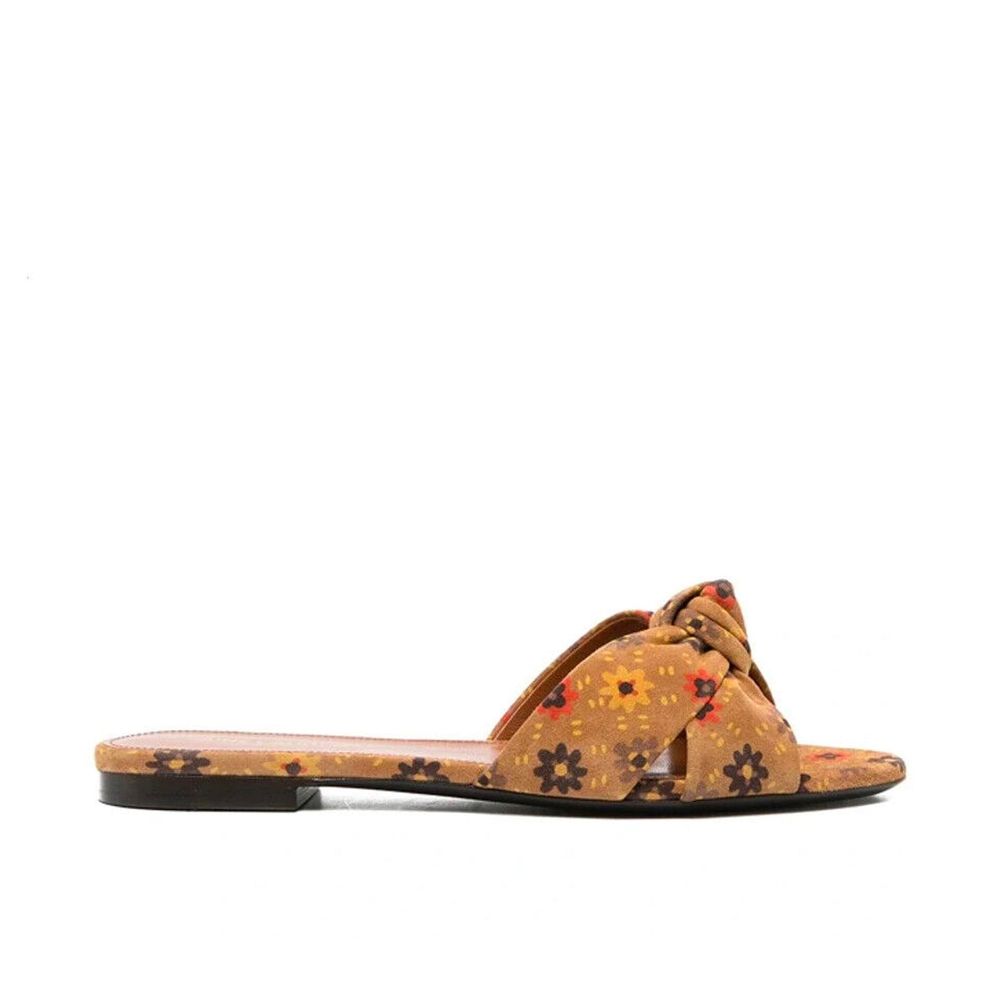 Saint Laurent Bianca Knotted Suede Slides - ACCEXO