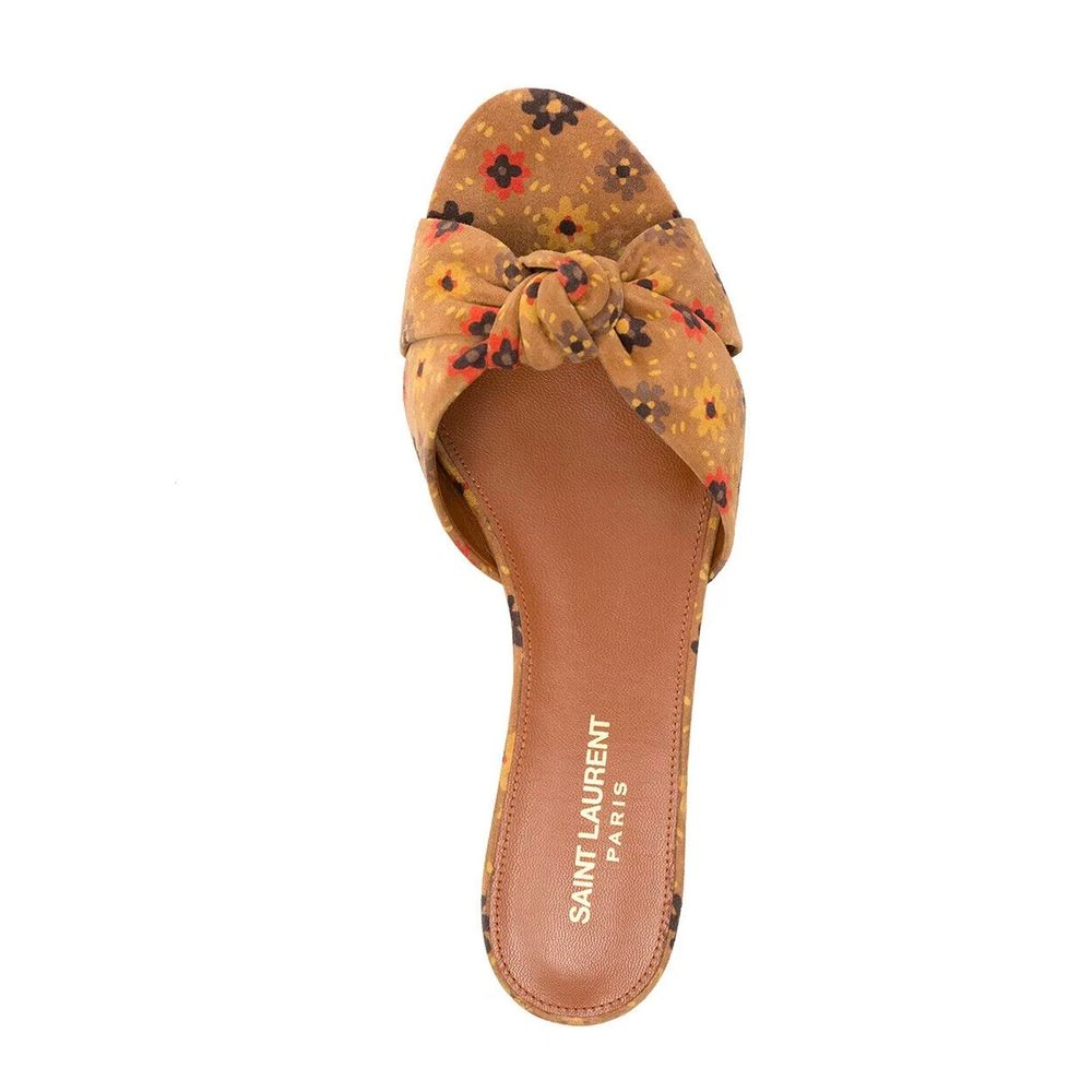 Saint Laurent Bianca Knotted Suede Slides - ACCEXO