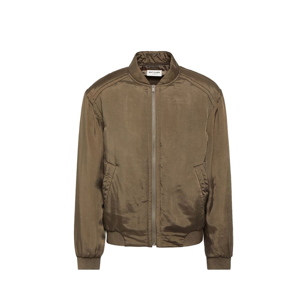 Saint Laurent Twill Teddy Bomber Jacket - ACCEXO