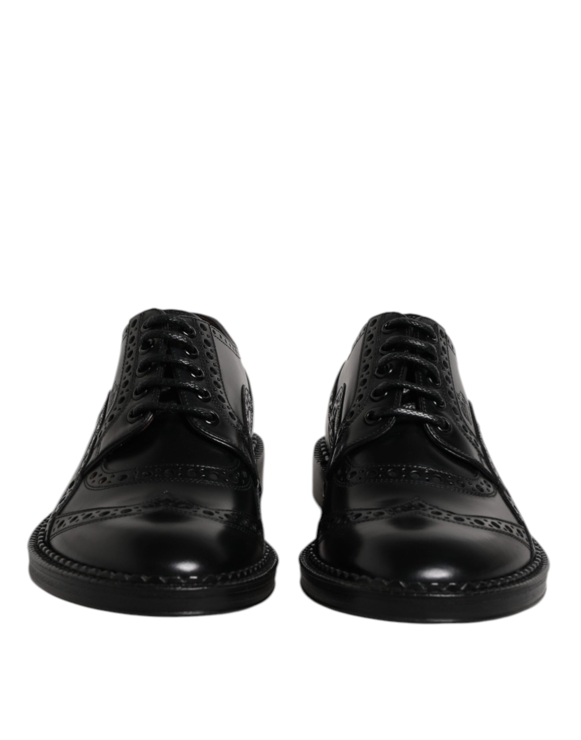 Dolce & Gabbana Black Leather Lace Up Men Derby Formal Shoes - ACCEXO