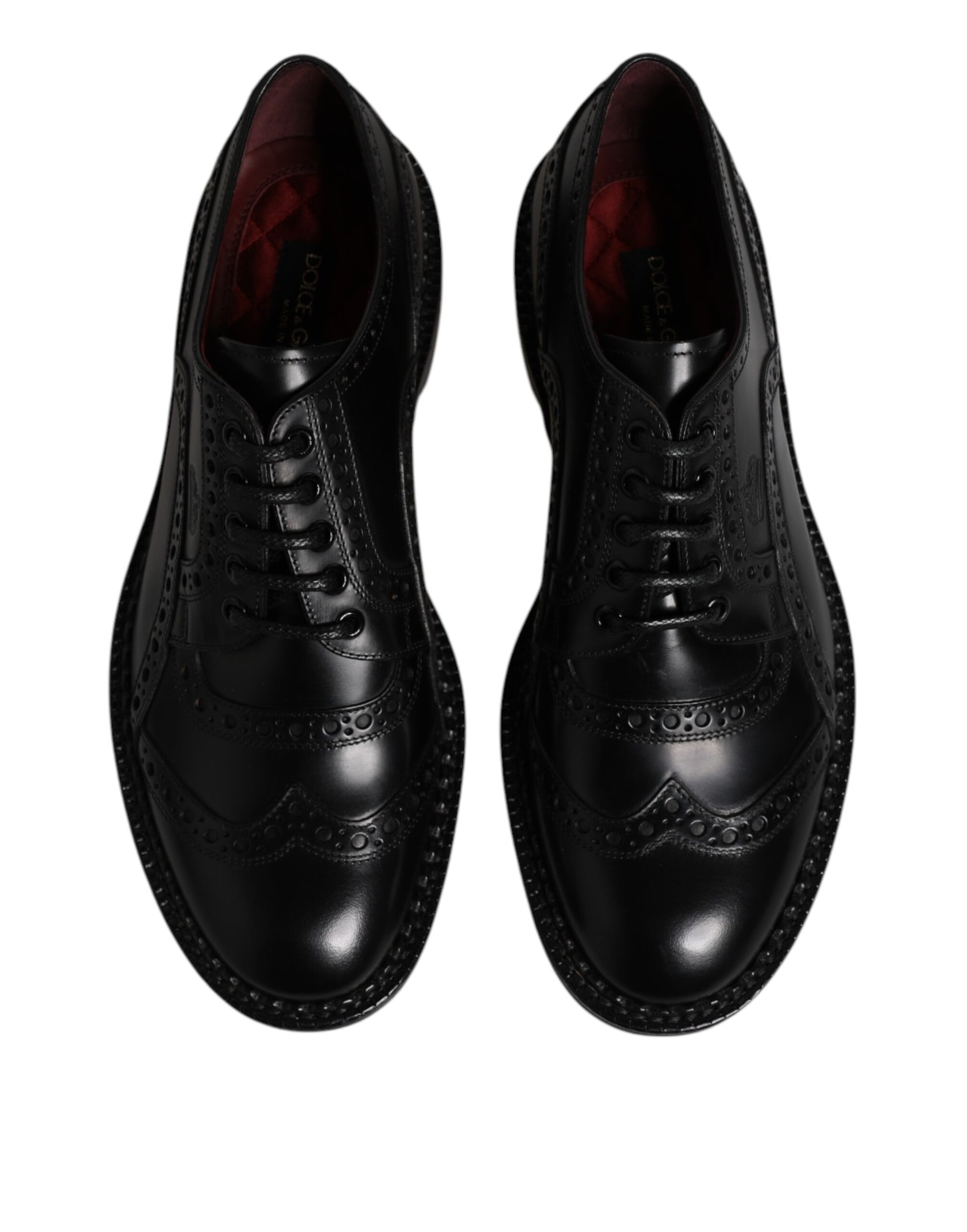 Dolce & Gabbana Black Leather Lace Up Men Derby Formal Shoes - ACCEXO