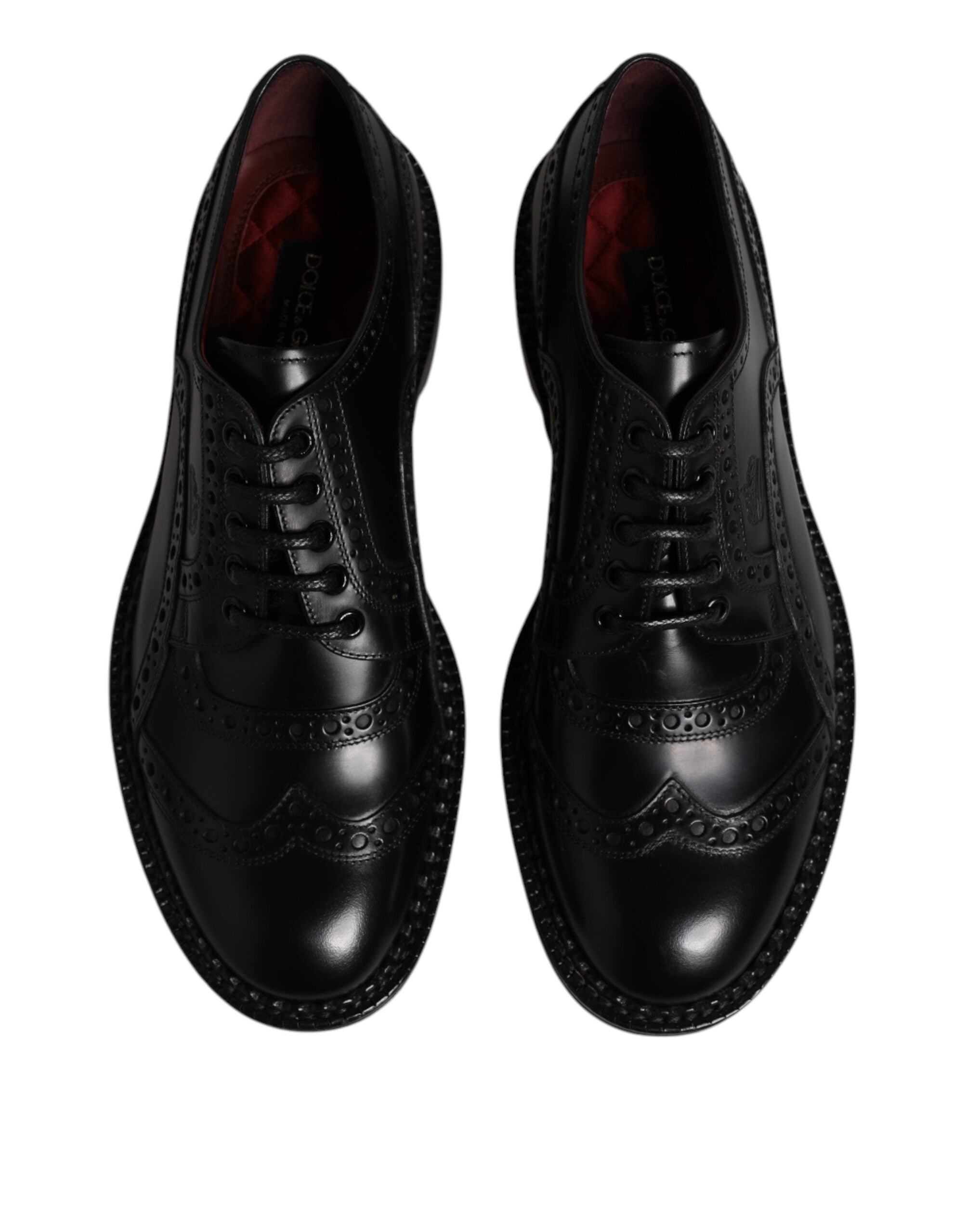 Dolce & Gabbana Black Leather Lace Up Men Derby Formal Shoes - ACCEXO