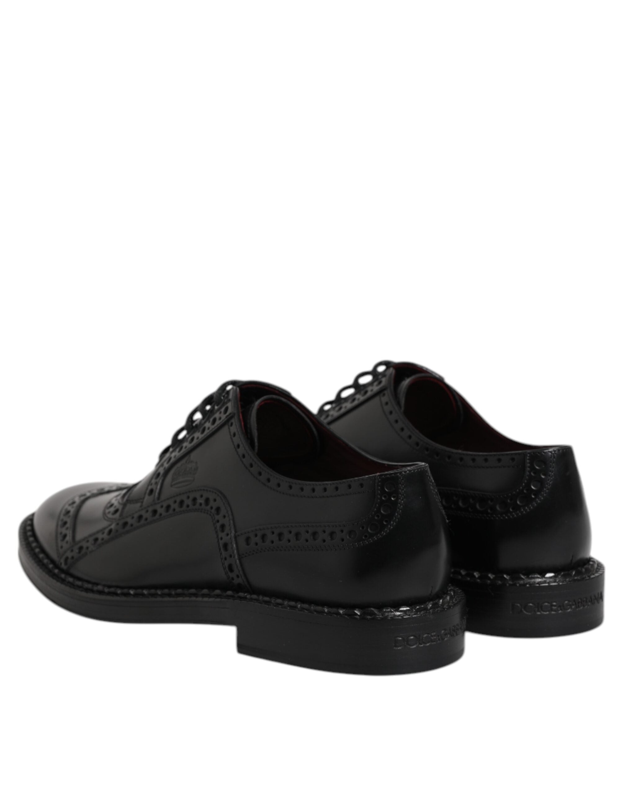 Dolce & Gabbana Black Leather Lace Up Men Derby Formal Shoes - ACCEXO