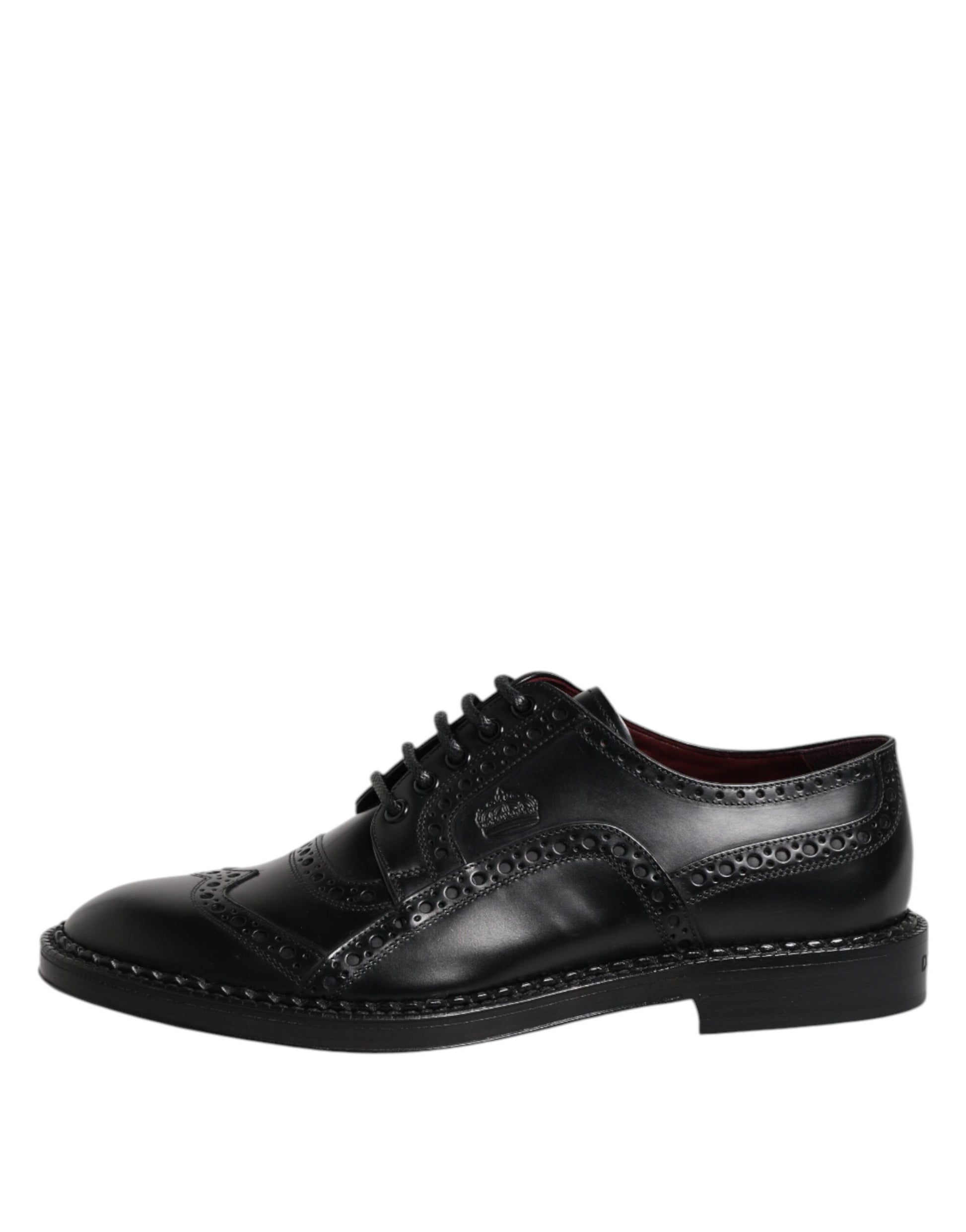 Dolce & Gabbana Black Leather Lace Up Men Derby Formal Shoes - ACCEXO