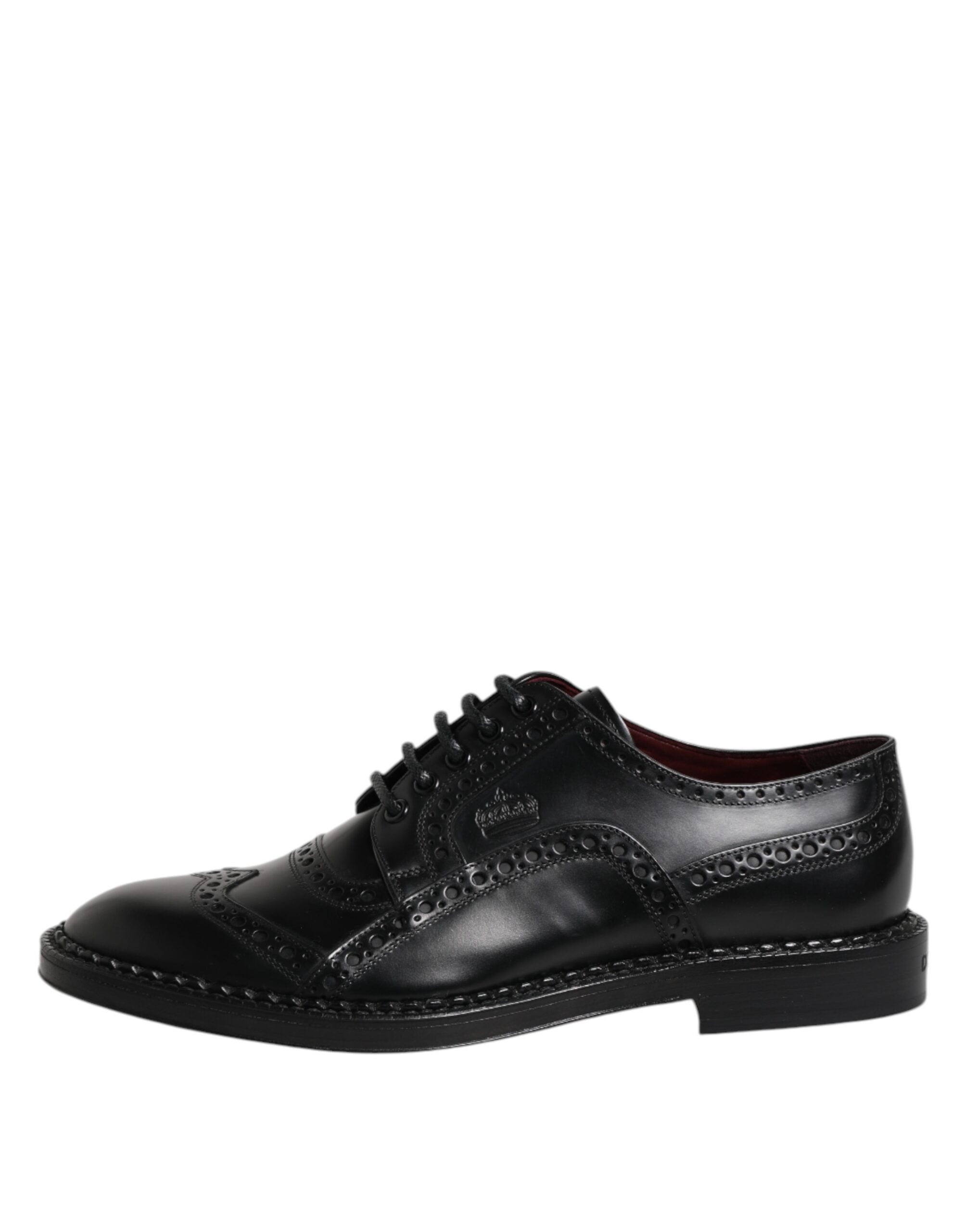 Dolce & Gabbana Black Leather Lace Up Men Derby Formal Shoes - ACCEXO