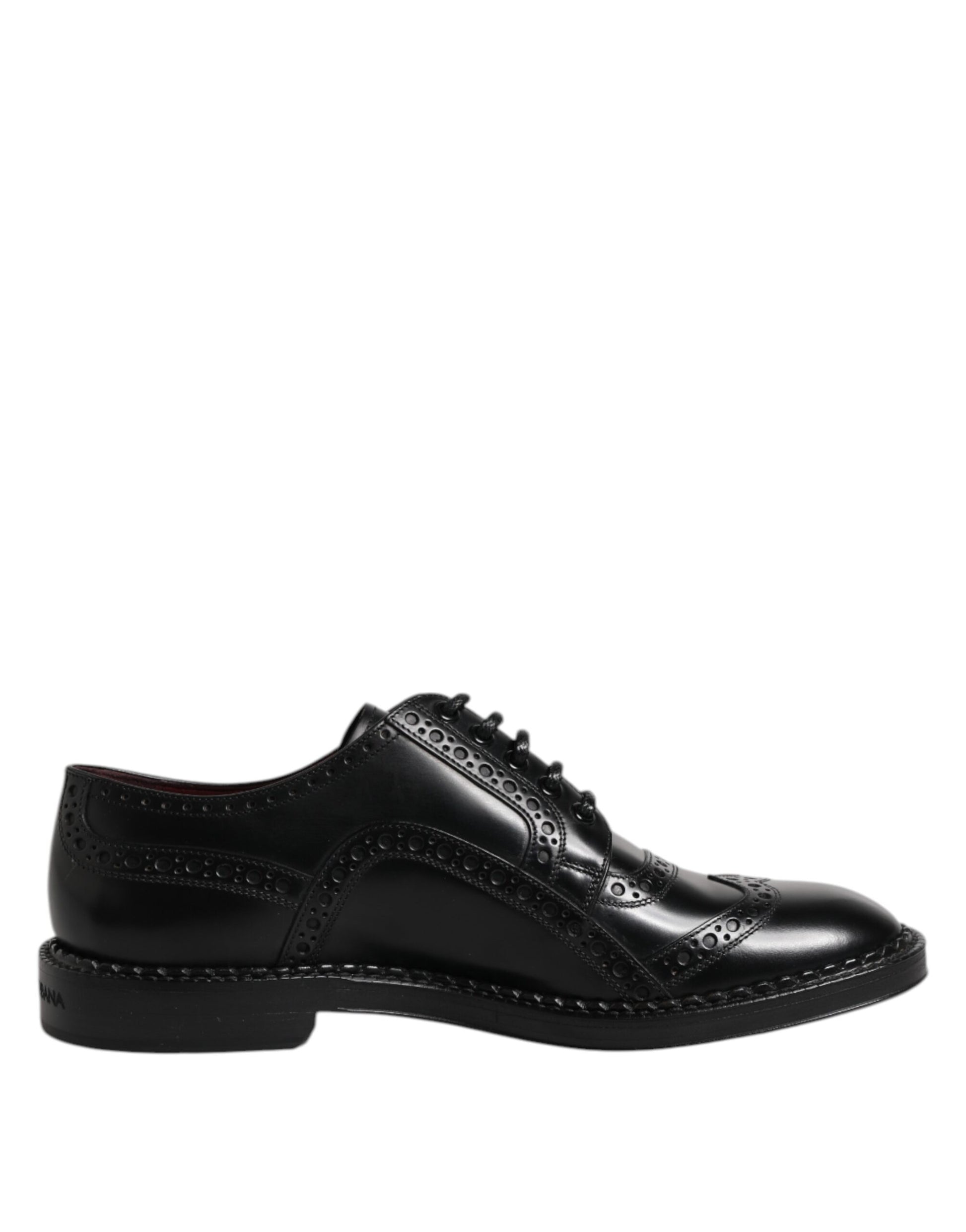 Dolce & Gabbana Black Leather Lace Up Men Derby Formal Shoes - ACCEXO