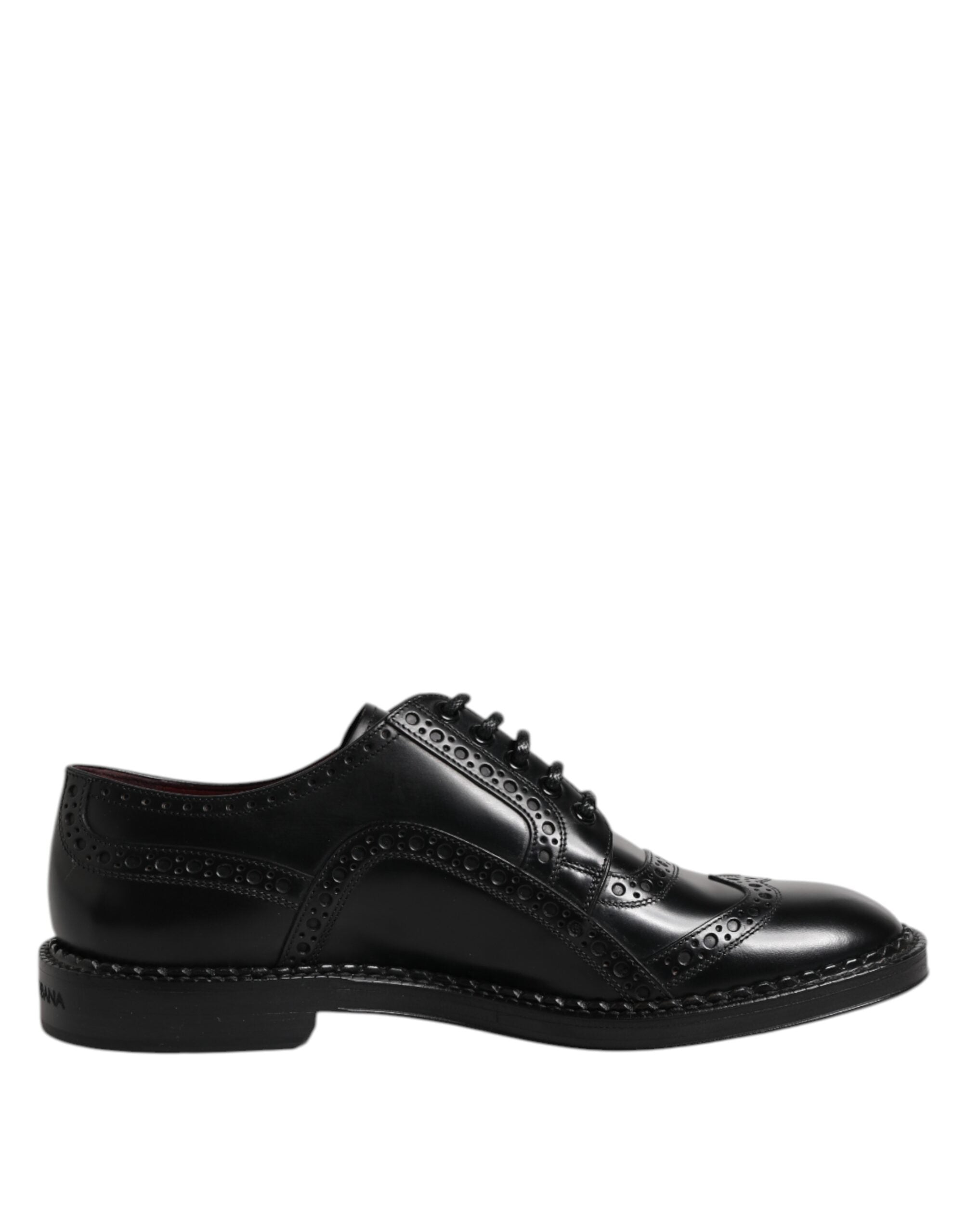 Dolce & Gabbana Black Leather Lace Up Men Derby Formal Shoes - ACCEXO