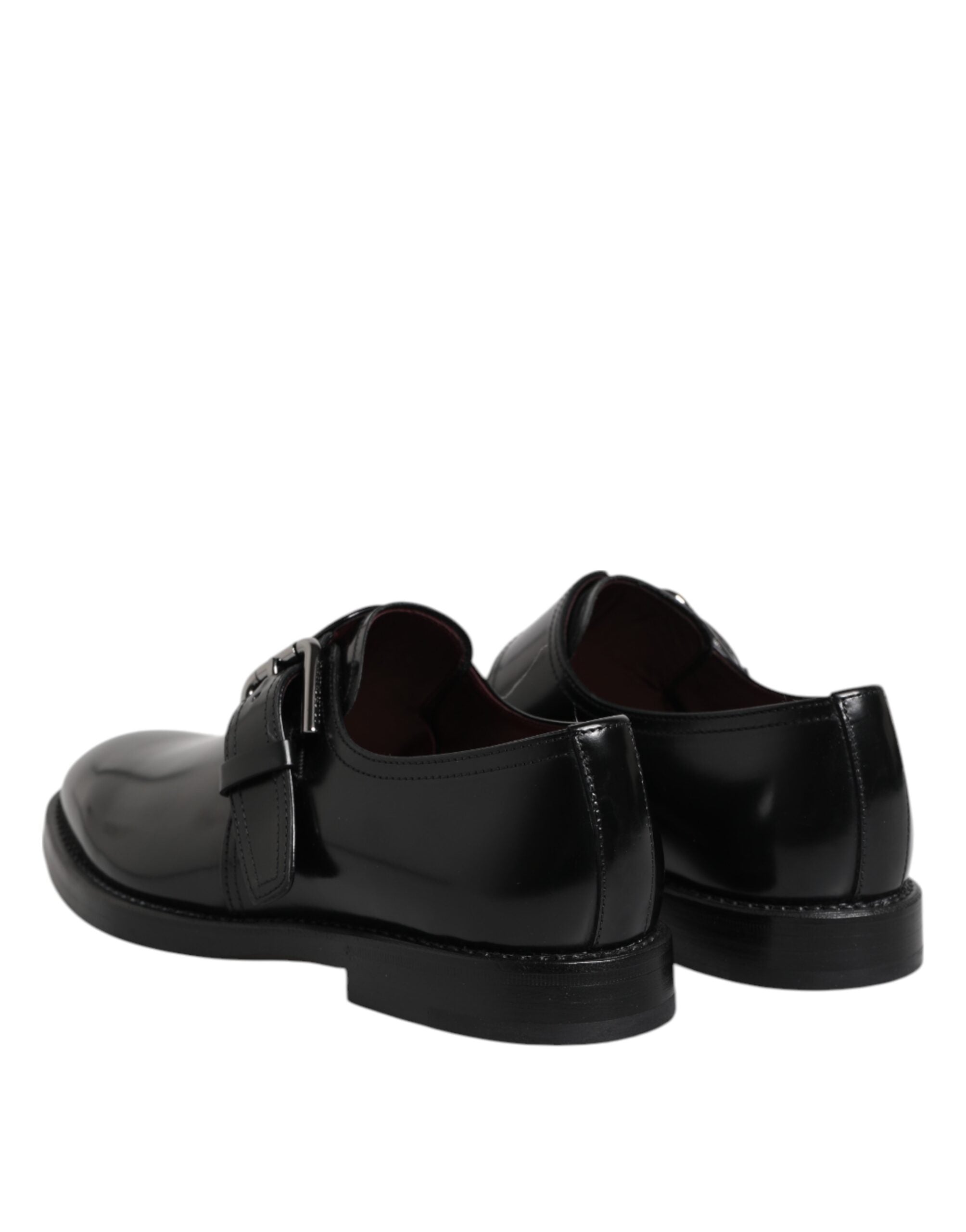 Dolce & Gabbana Black Leather Monk Strap Derby Formal Shoes - ACCEXO