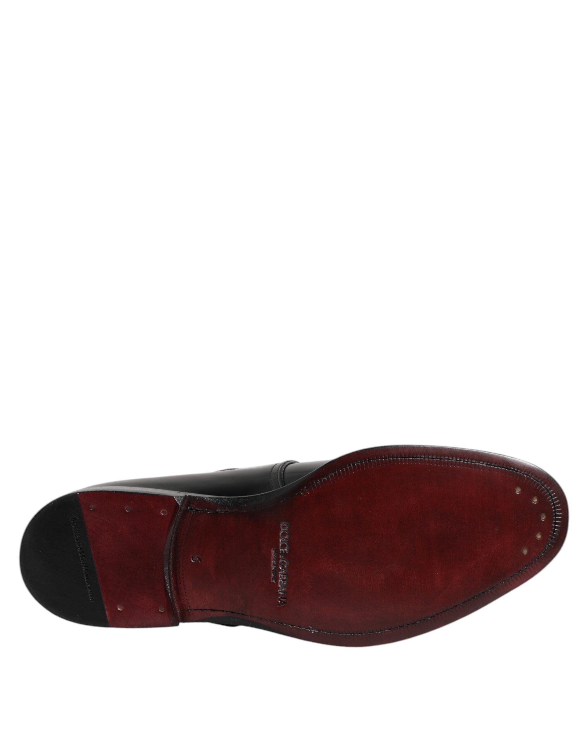 Dolce & Gabbana Black Leather Monk Strap Derby Formal Shoes - ACCEXO