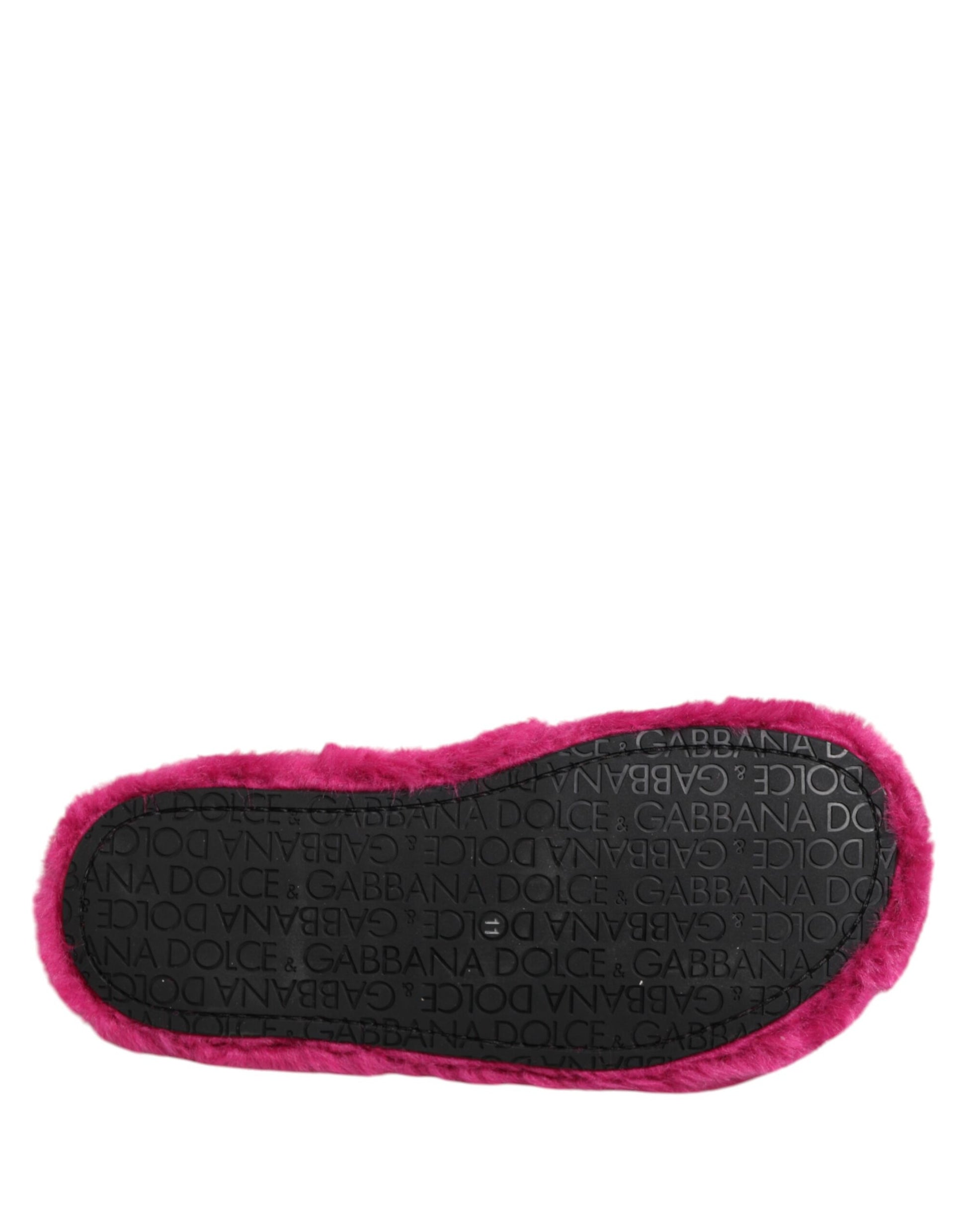 Dolce & Gabbana Pink Acrylic Faux Fur Mens Flats Sandals Shoes - ACCEXO