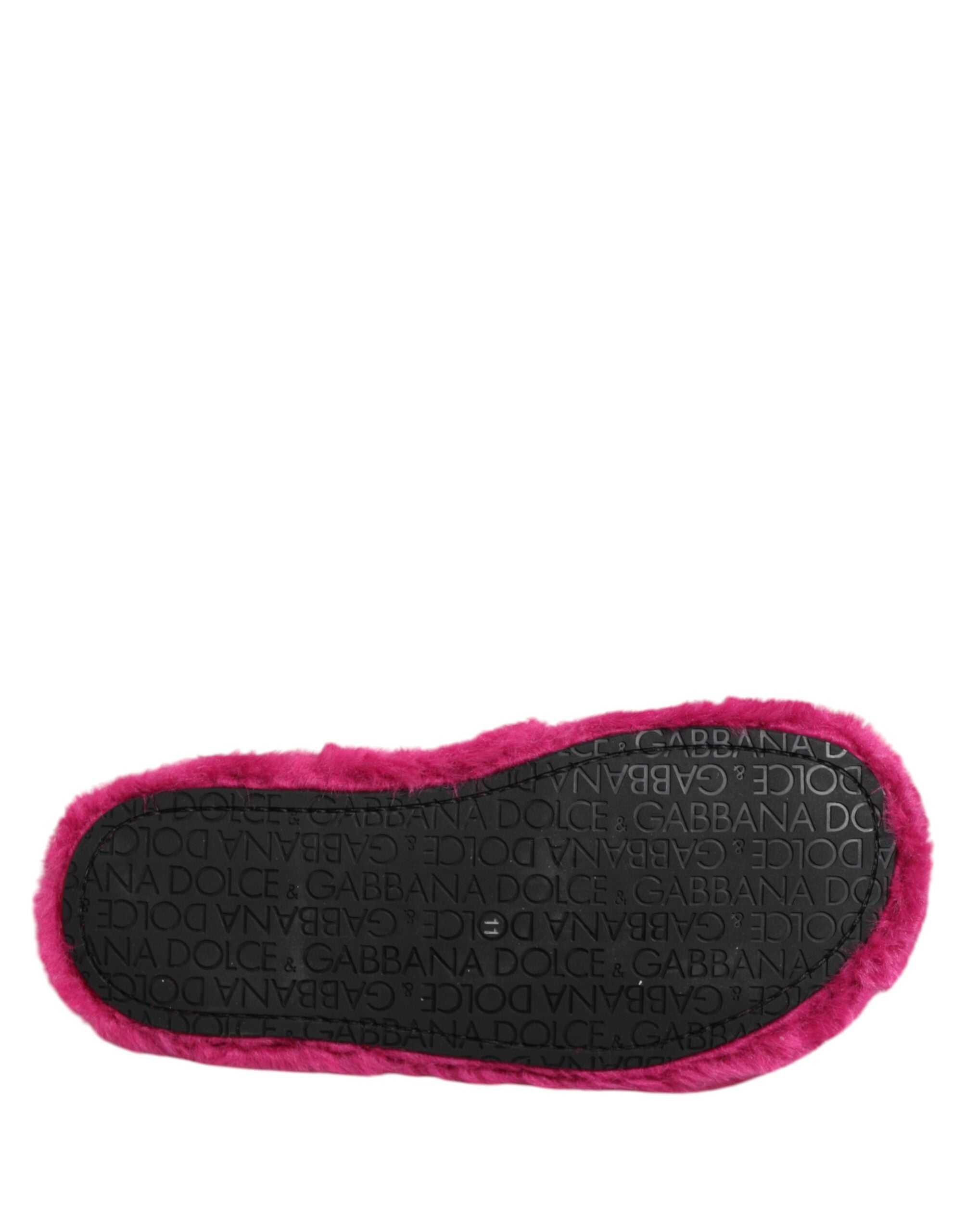 Dolce & Gabbana Pink Acrylic Faux Fur Mens Flats Sandals Shoes - ACCEXO