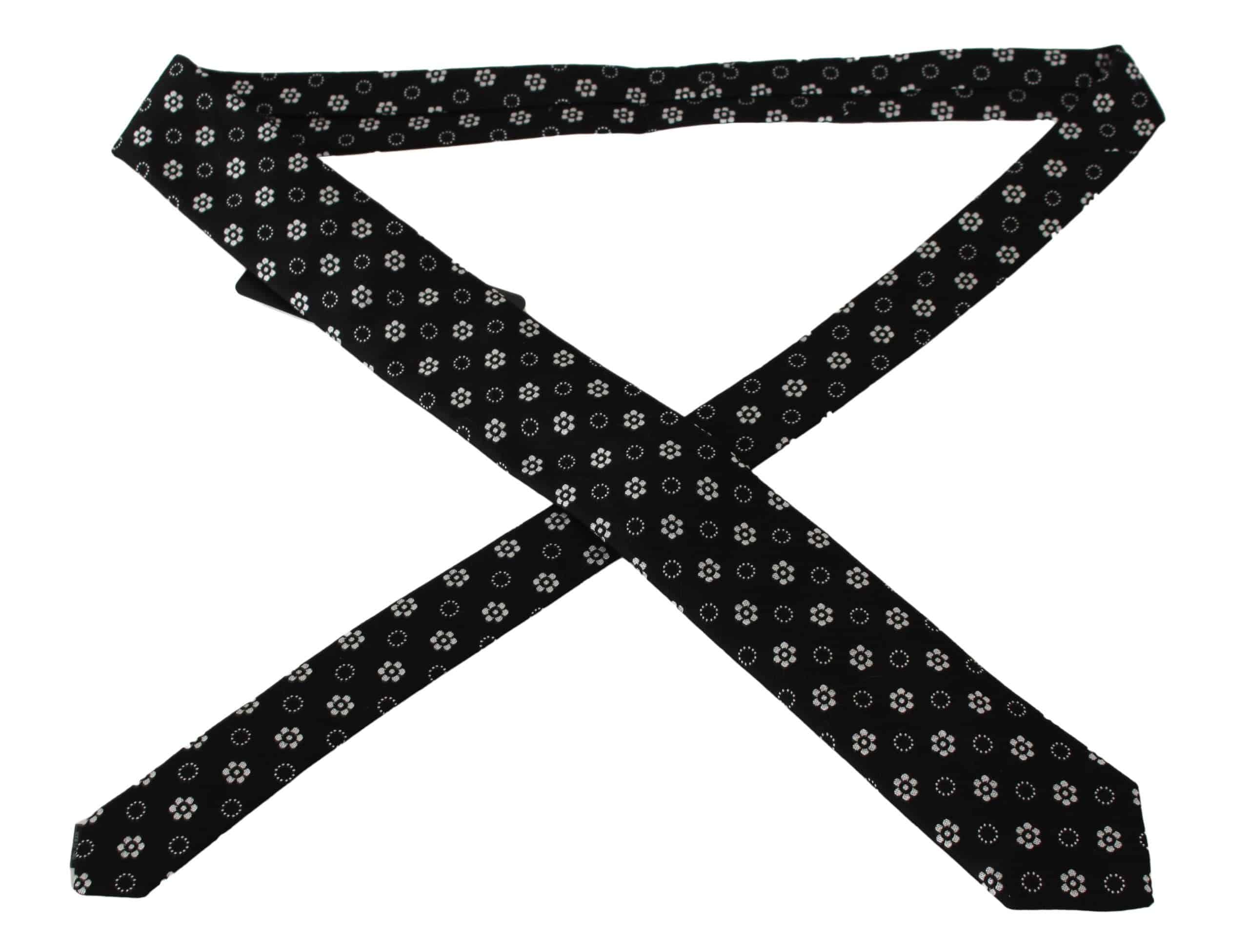 Dolce & Gabbana Elegant Black Floral Silk Necktie - ACCEXO