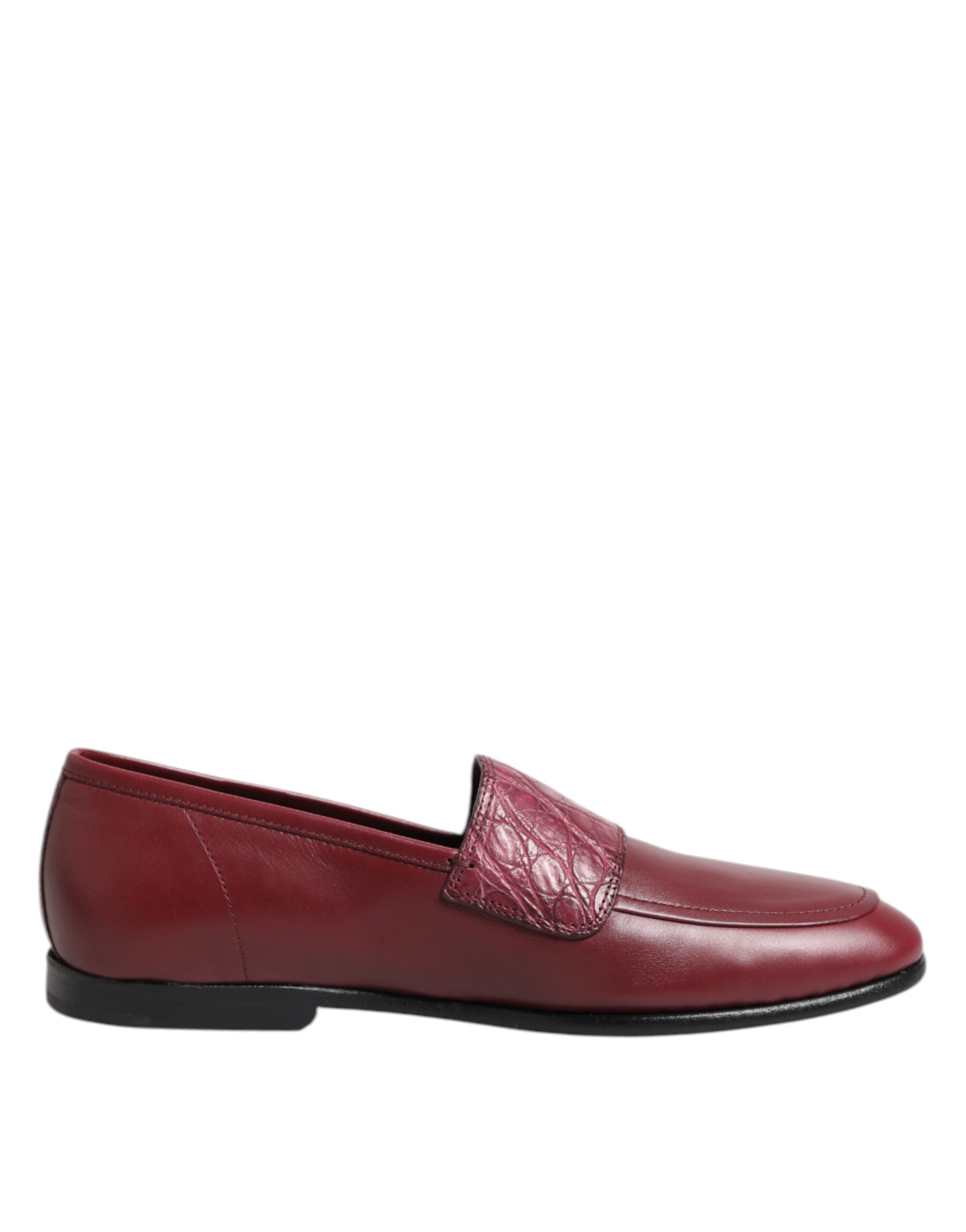 Dolce & Gabbana Burgundy Leather Formal Slip On Shoes - ACCEXO