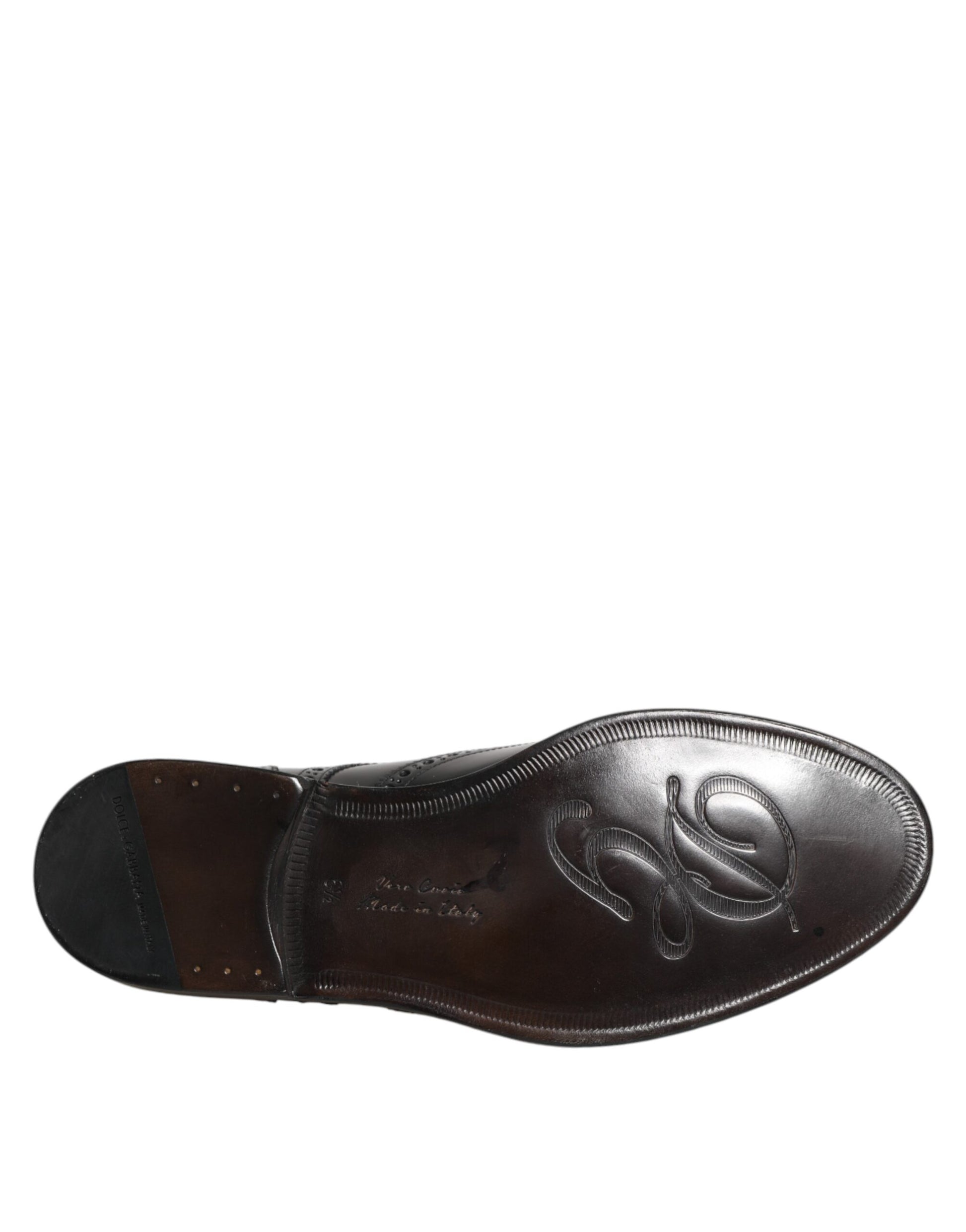 Dolce & Gabbana Black Leather Derby Wingtip Formal Shoes - ACCEXO