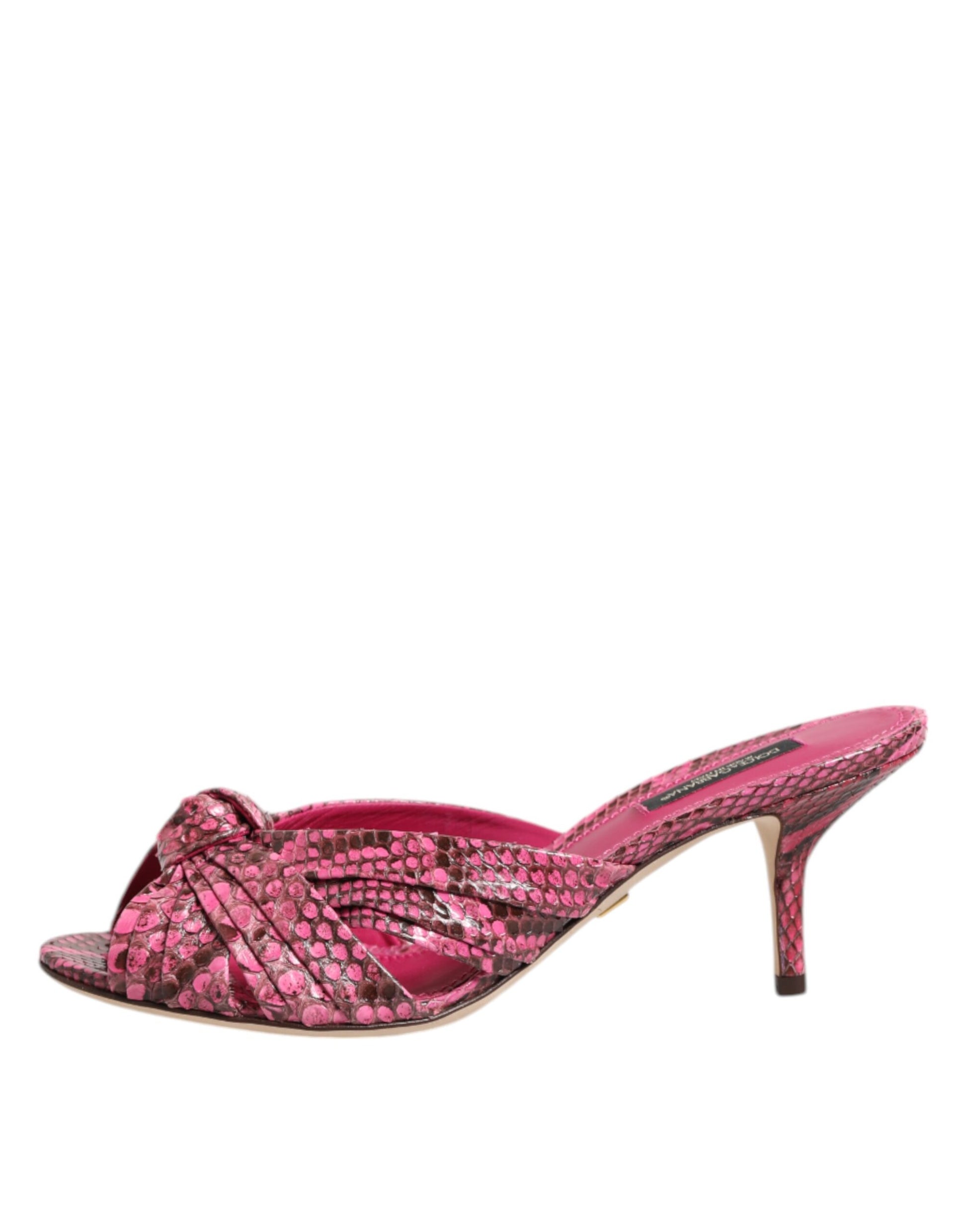 Dolce & Gabbana Pink Leather Heels Slides Sandals Shoes - ACCEXO