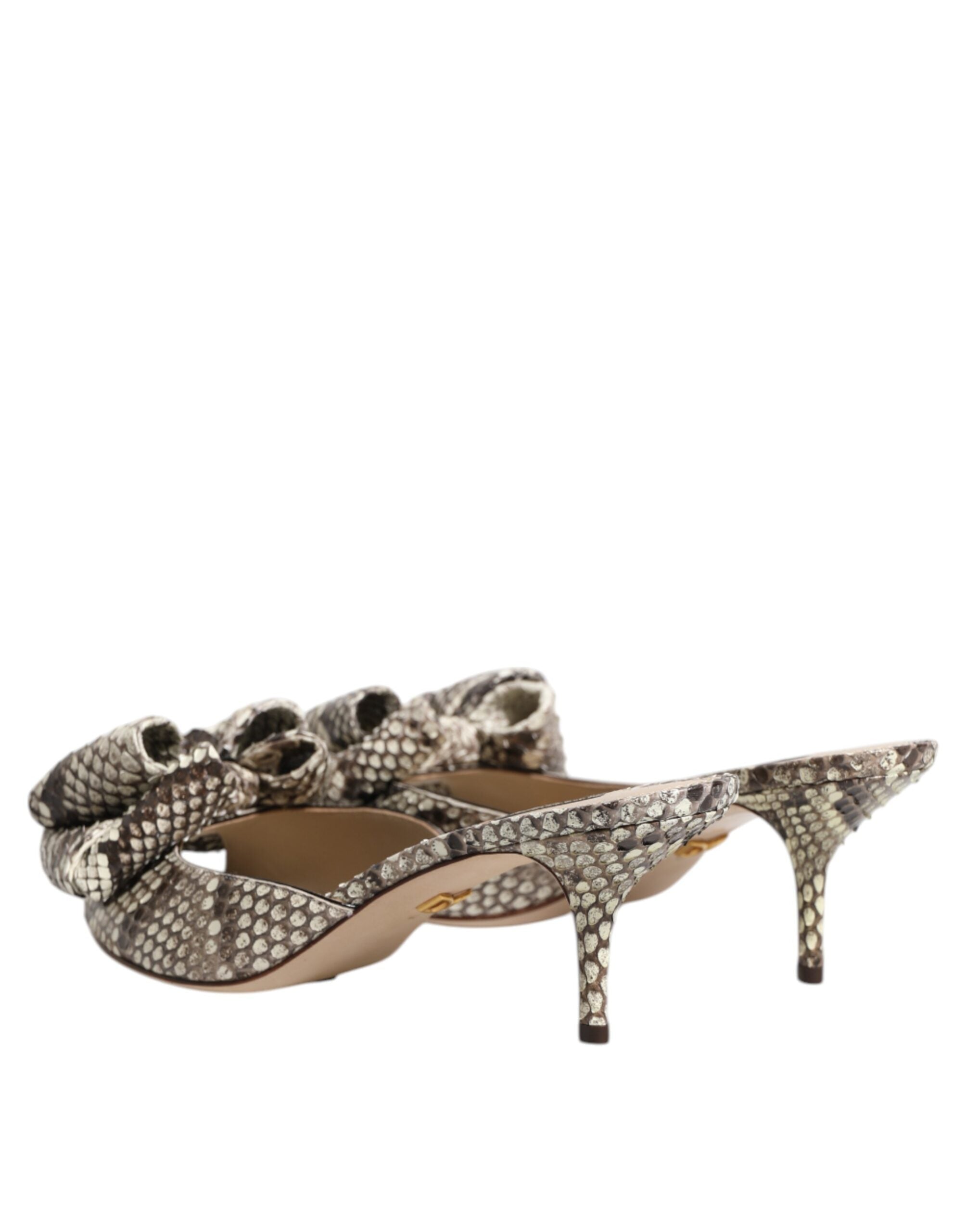 Dolce & Gabbana Multicolor Keira Bow Leather Peep Toe Mules Shoes - ACCEXO
