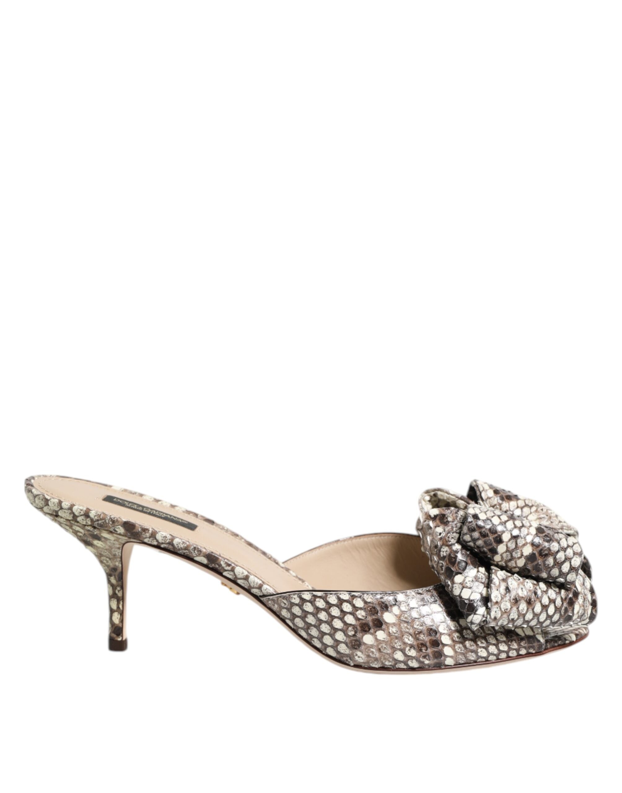 Dolce & Gabbana Multicolor Keira Bow Leather Peep Toe Mules Shoes - ACCEXO