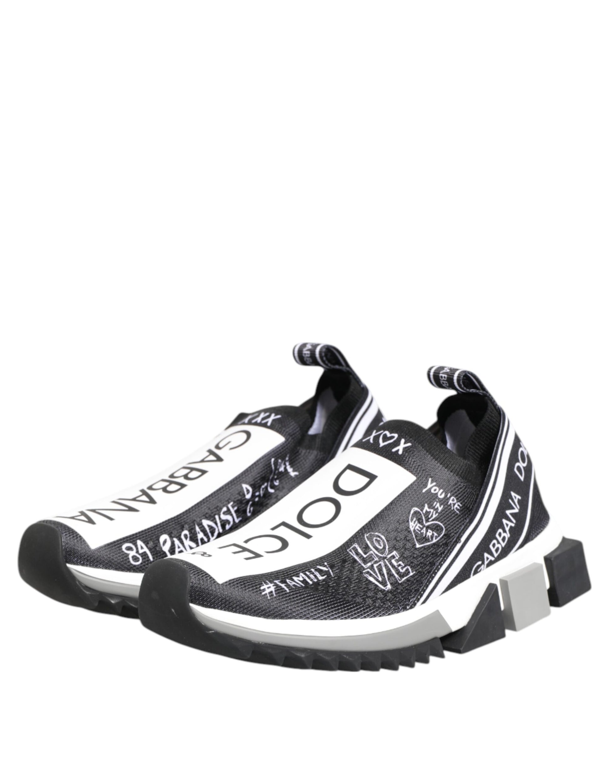 Dolce & Gabbana Black White Sorrento Low Top Sneakers Shoes - ACCEXO