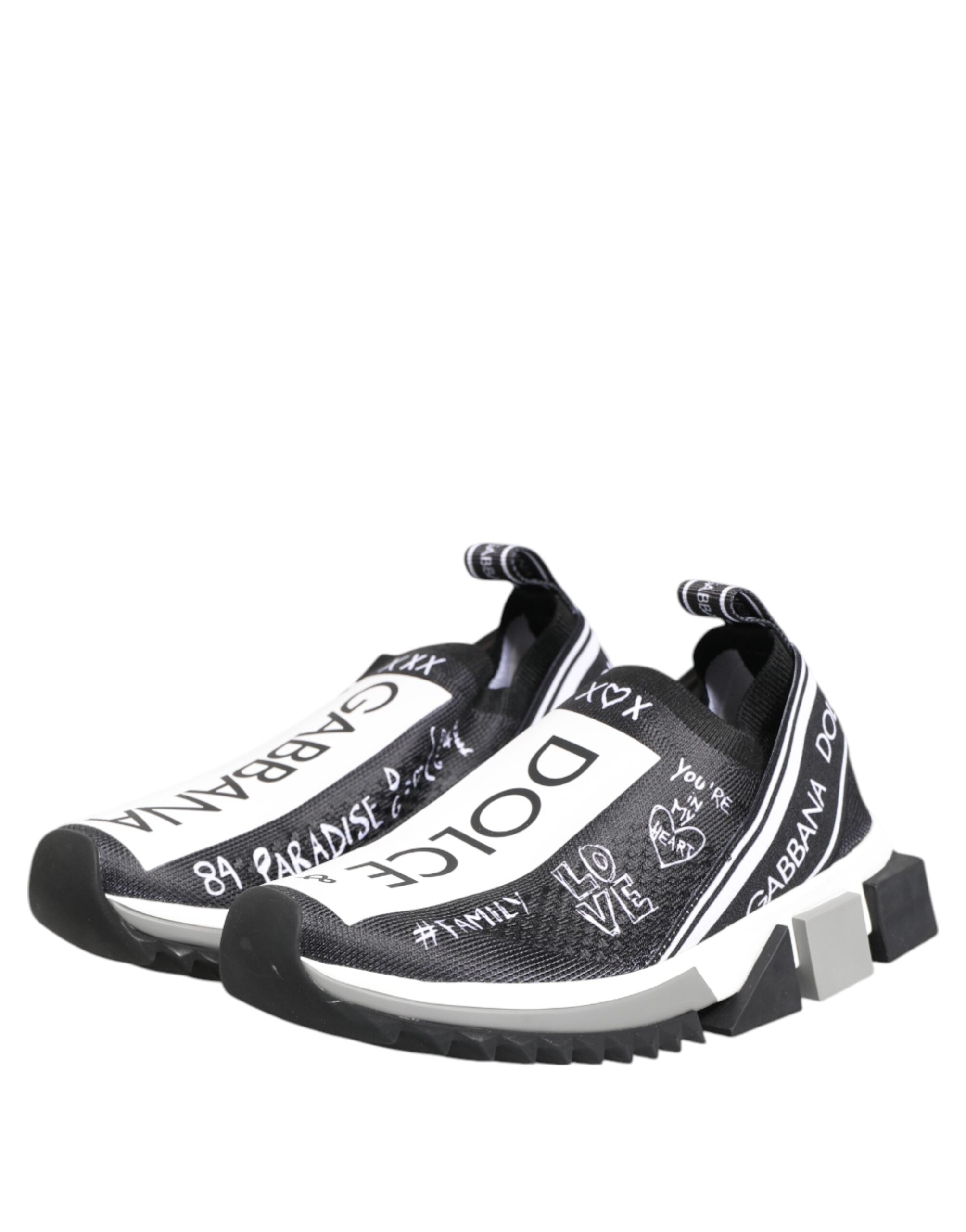 Dolce & Gabbana Black White Sorrento Low Top Sneakers Shoes - ACCEXO