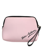 Dolce & Gabbana Pink Solid Nylon DG Logo Print Clutch Zip Borse Pouch Bag - ACCEXO