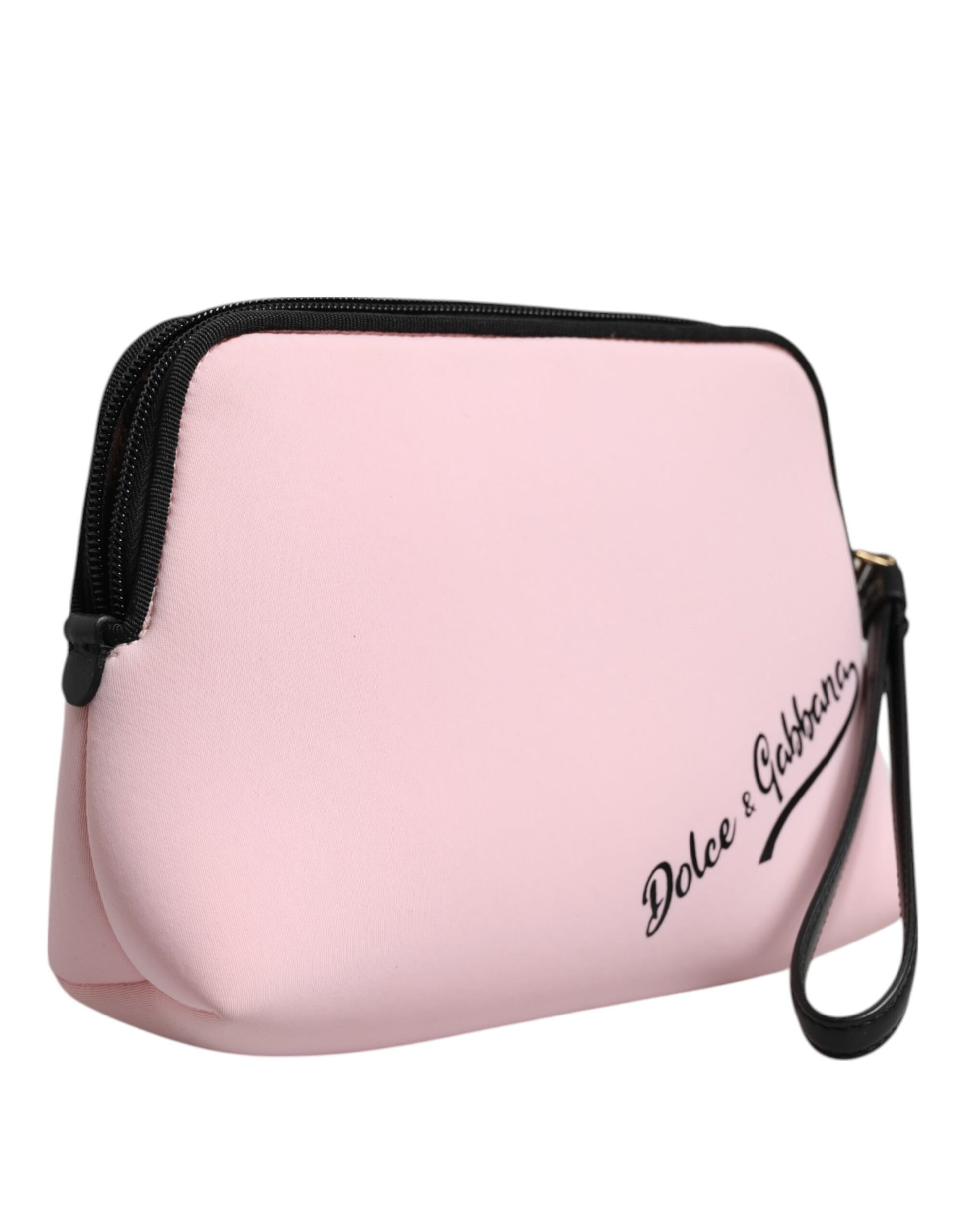 Dolce & Gabbana Pink Solid Nylon DG Logo Print Clutch Zip Borse Pouch Bag - ACCEXO