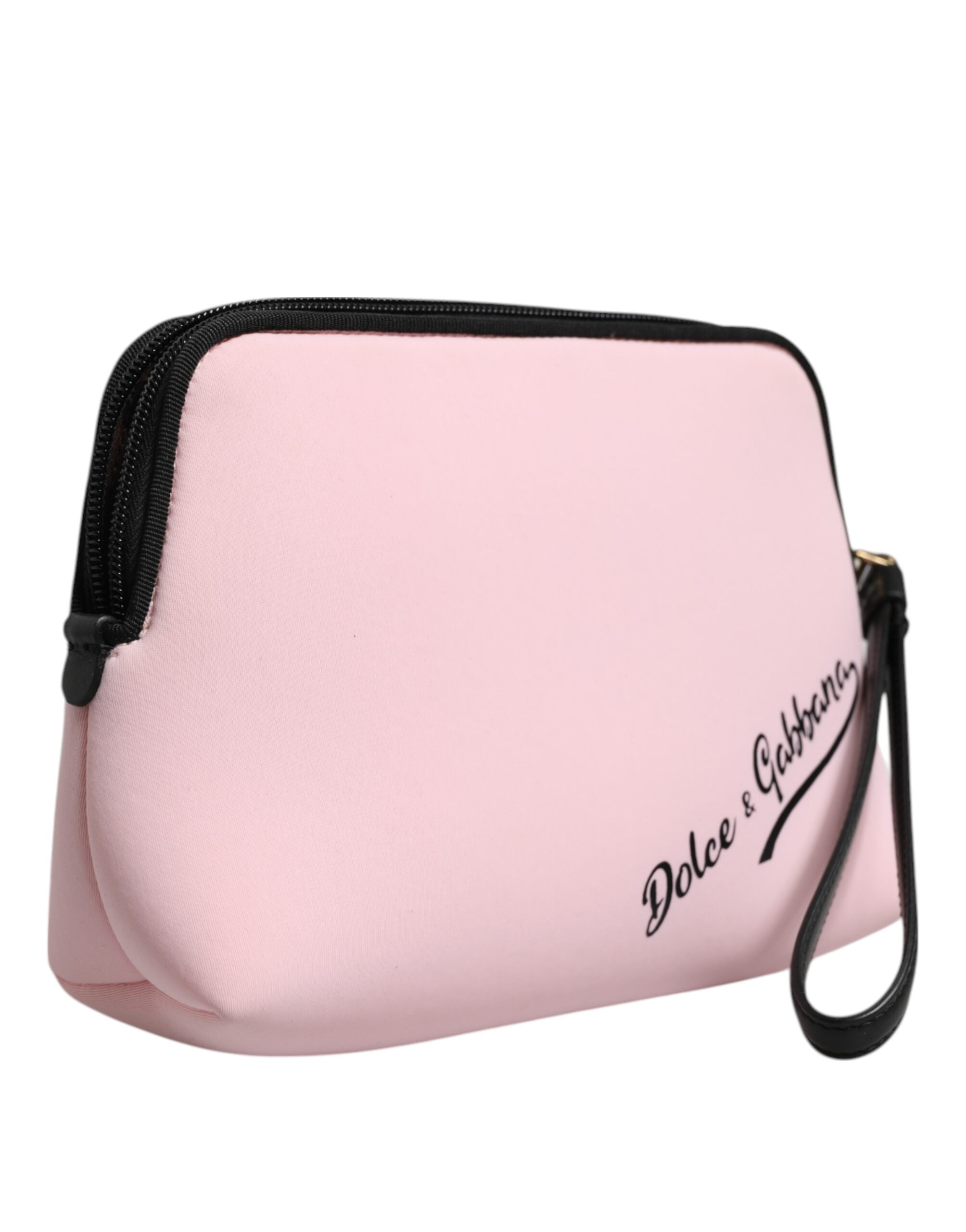 Dolce & Gabbana Pink Solid Nylon DG Logo Print Clutch Zip Borse Pouch Bag - ACCEXO